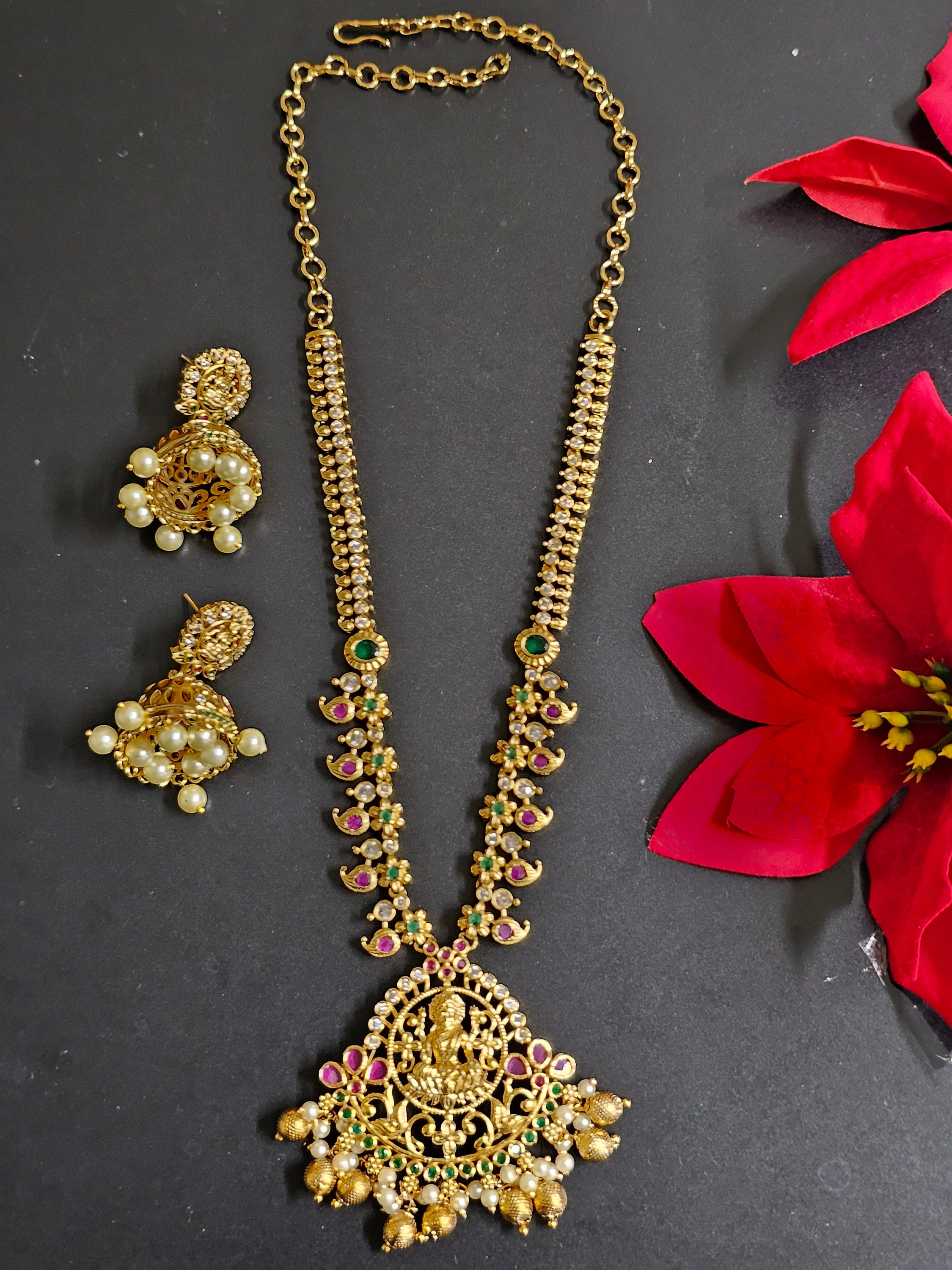 Lakshmi Premium Quality Gold finish Necklace with Beautiful Jhumki