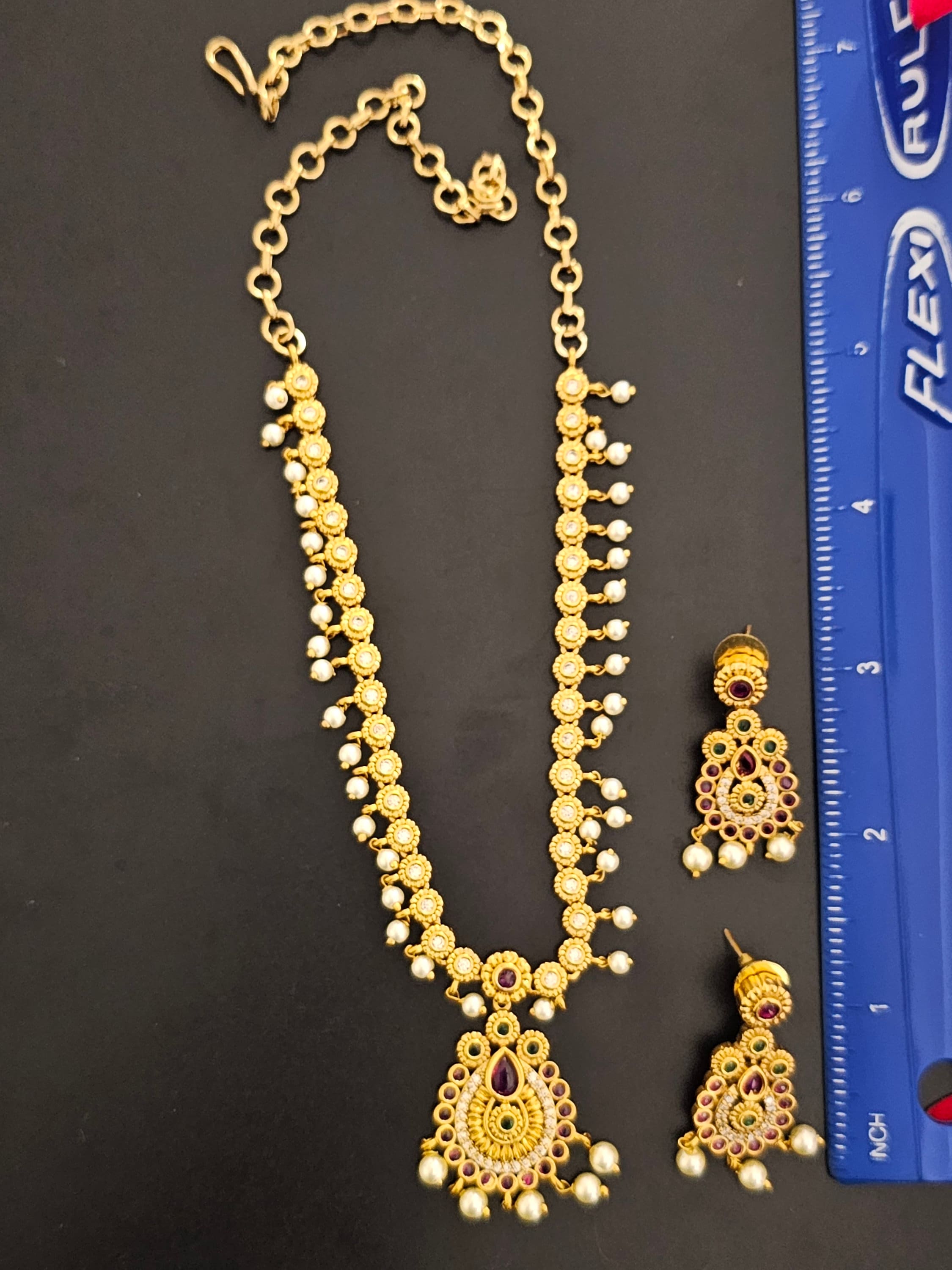 Premium Quality matte finish stone Necklace with matching Earrings- MK Fashionkart - Fashion Jewelry