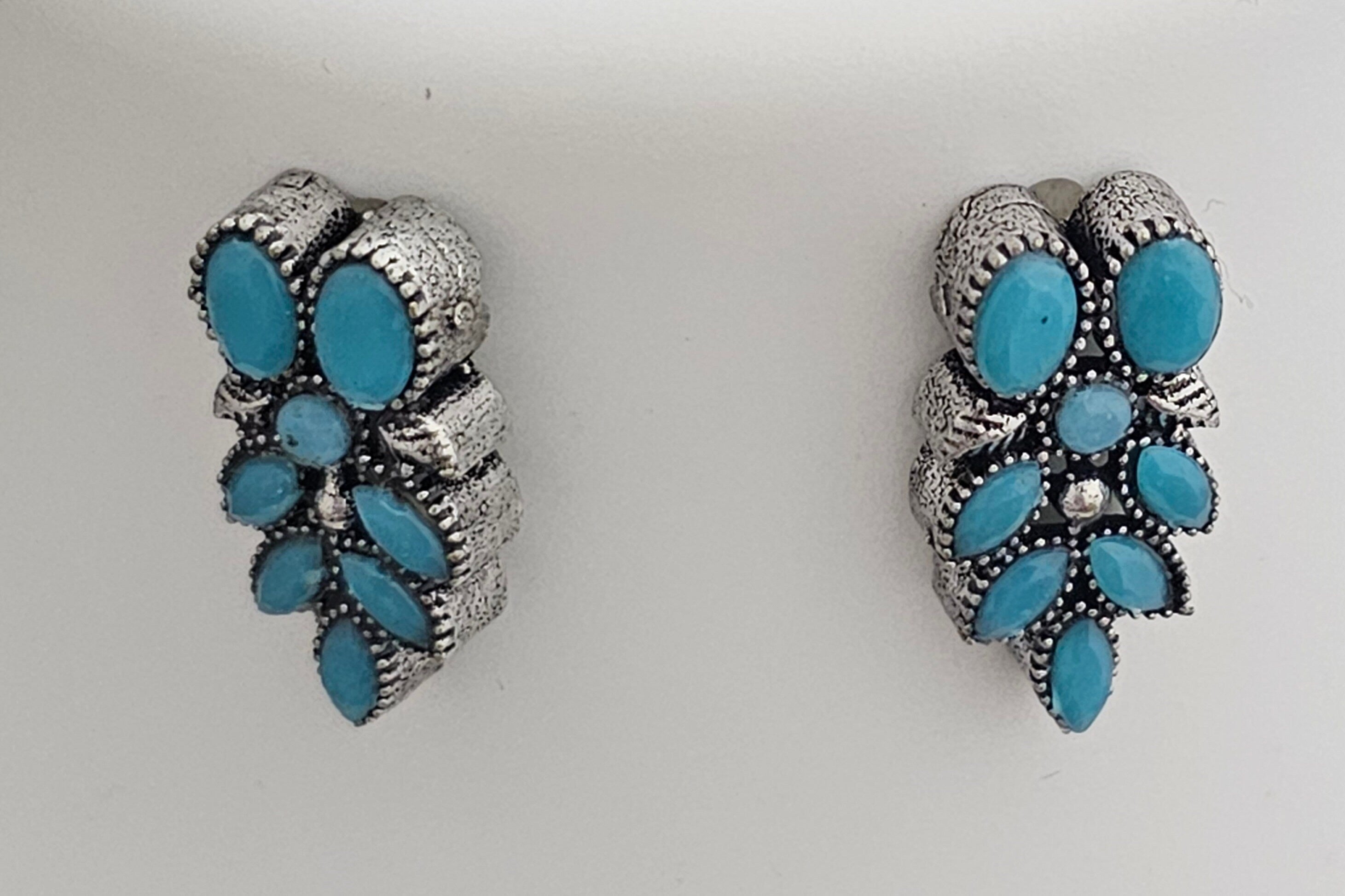 Premium quality partywear Oxidized silver Multi-Color stone Necklace with matching Earrings