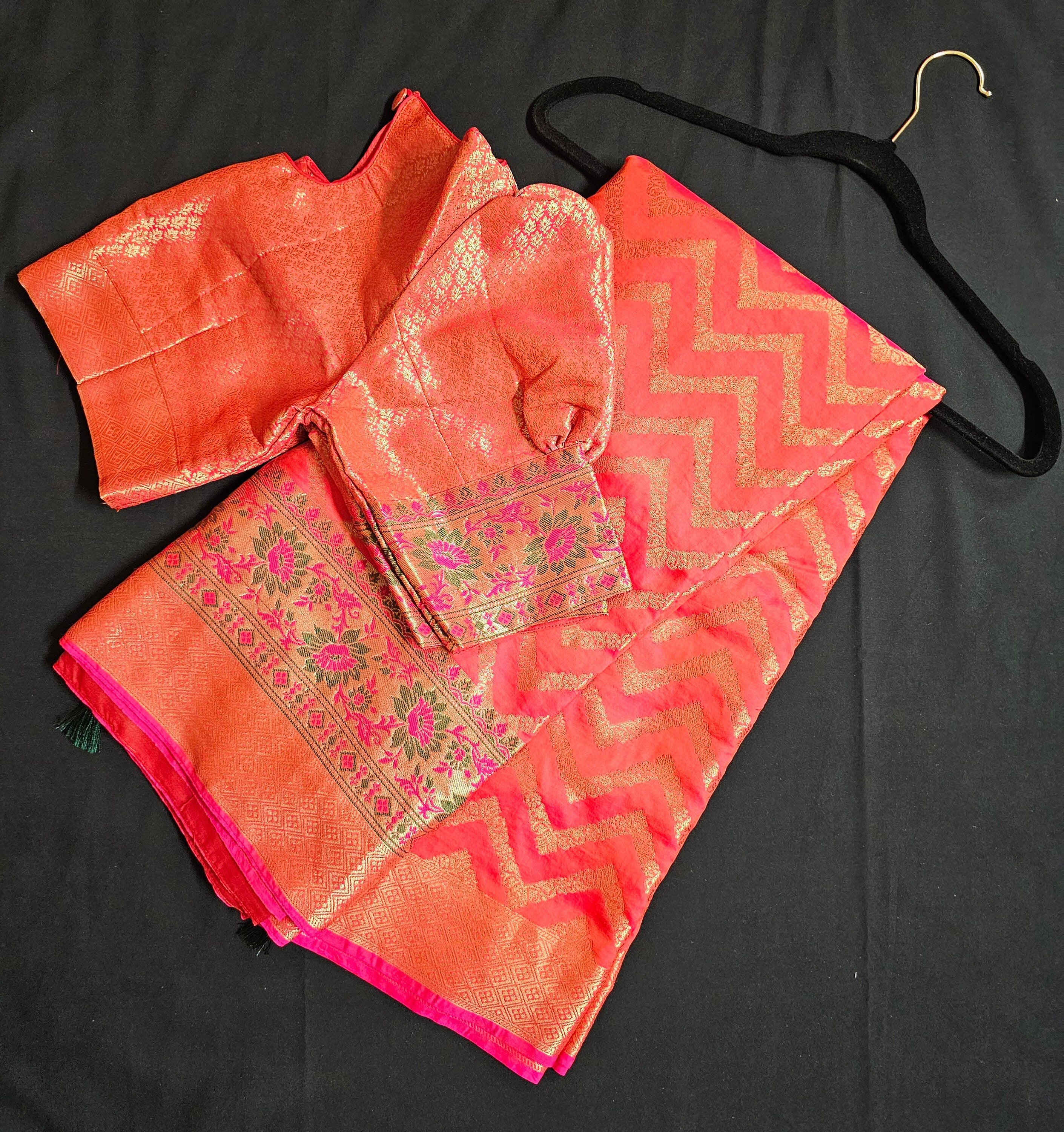 Ponniyin Selvan Kundhavi Banarasi Silk Saree - Saree  with stitched blouse - Blouse size 38 (Upto 40)