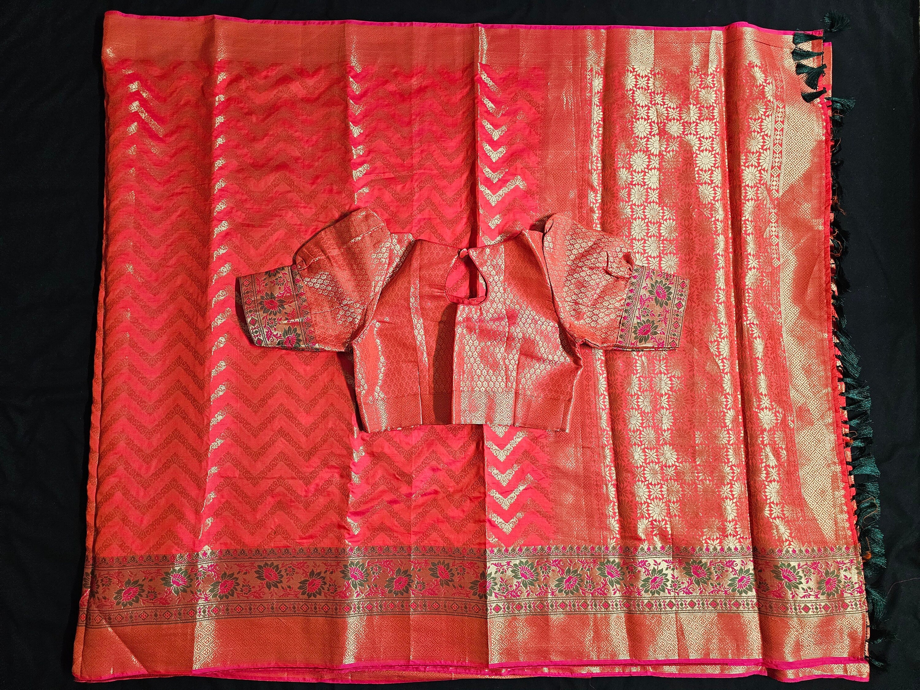 Ponniyin Selvan Kundhavi Banarasi Silk Saree - Saree  with stitched blouse - Blouse size 38 (Upto 40)