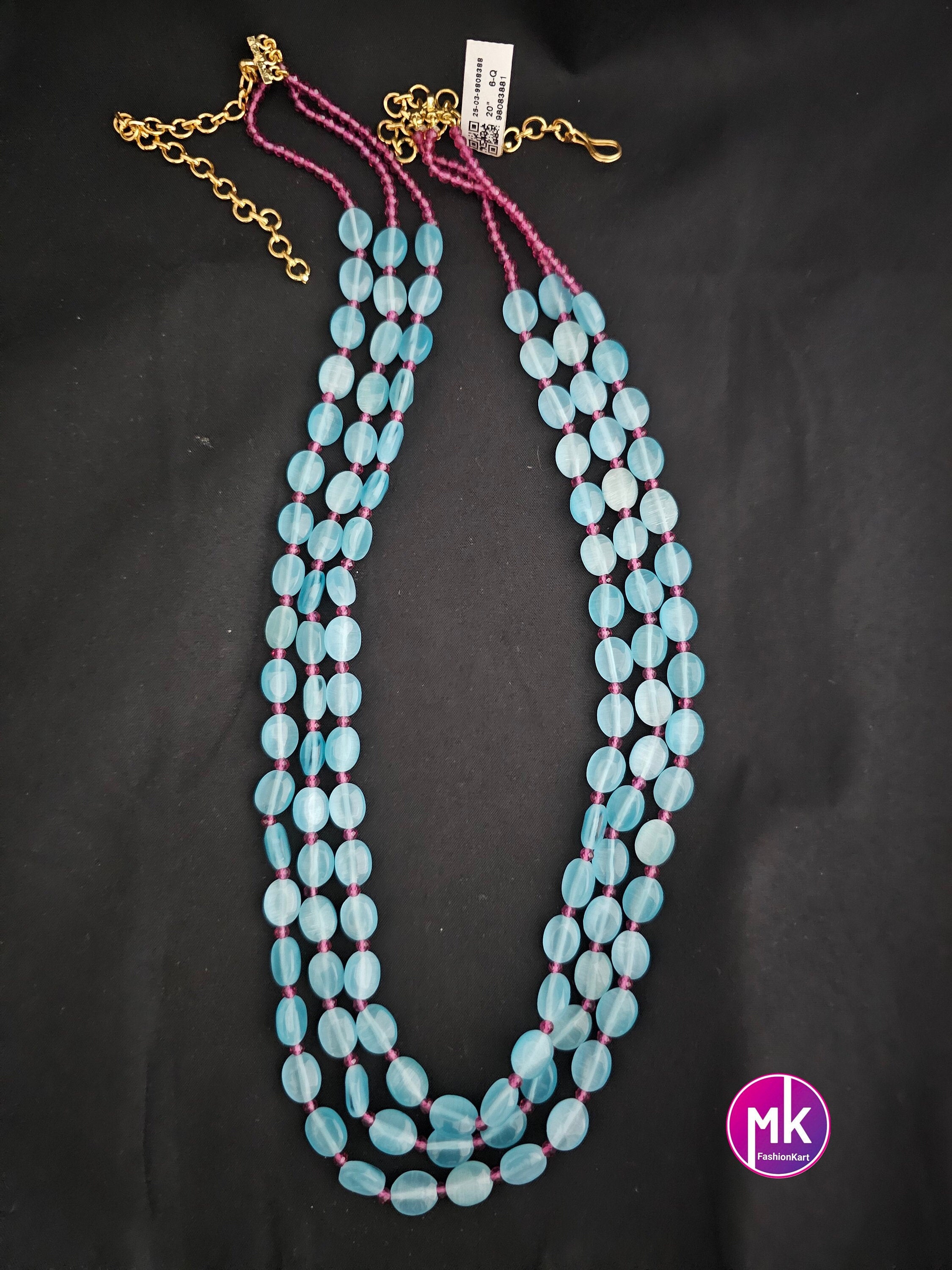 Premium quality starwberry beads long three layer trendy mala