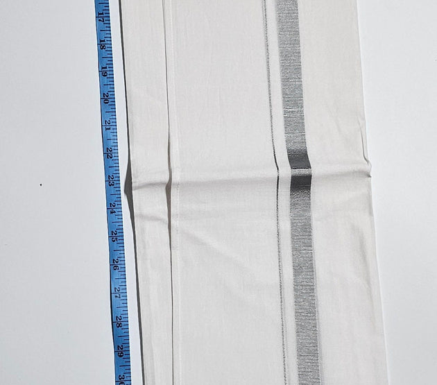 Party wear Men's Cotton Double Dhothi/Vesti with Fastner - Adult Dhothi & Teenager Dhothi  - 4 in 1 size (24/26, 28/30, 32/34, 36/38)