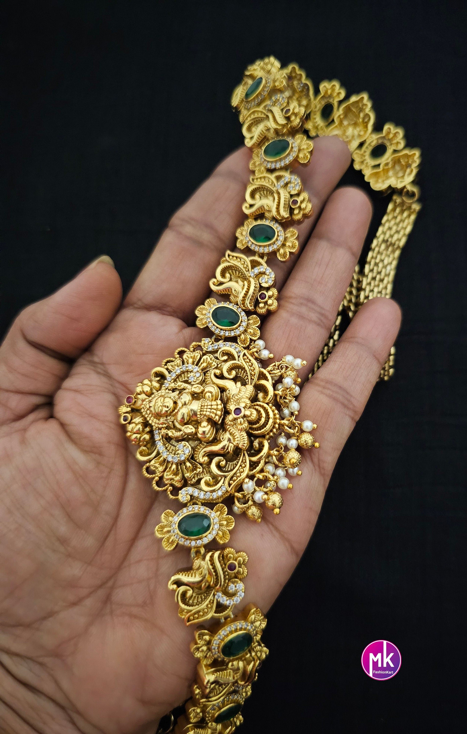 Lakshmi Gold finish Bridal Hip Chain-Traditional Hip Chain-Vaddanam-Kamarbandh-Kamarpatta-Waist belt-Hip belt-Belly chain