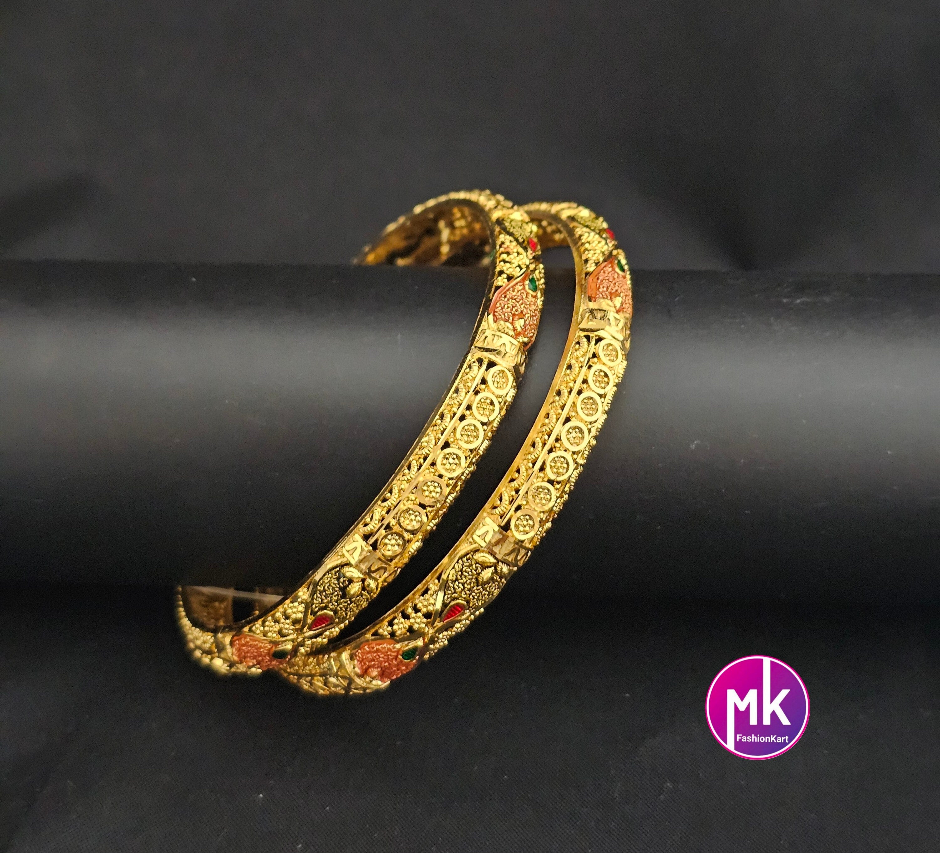 Gold Finish bangles - Set of 2 bangles - Size 2.6