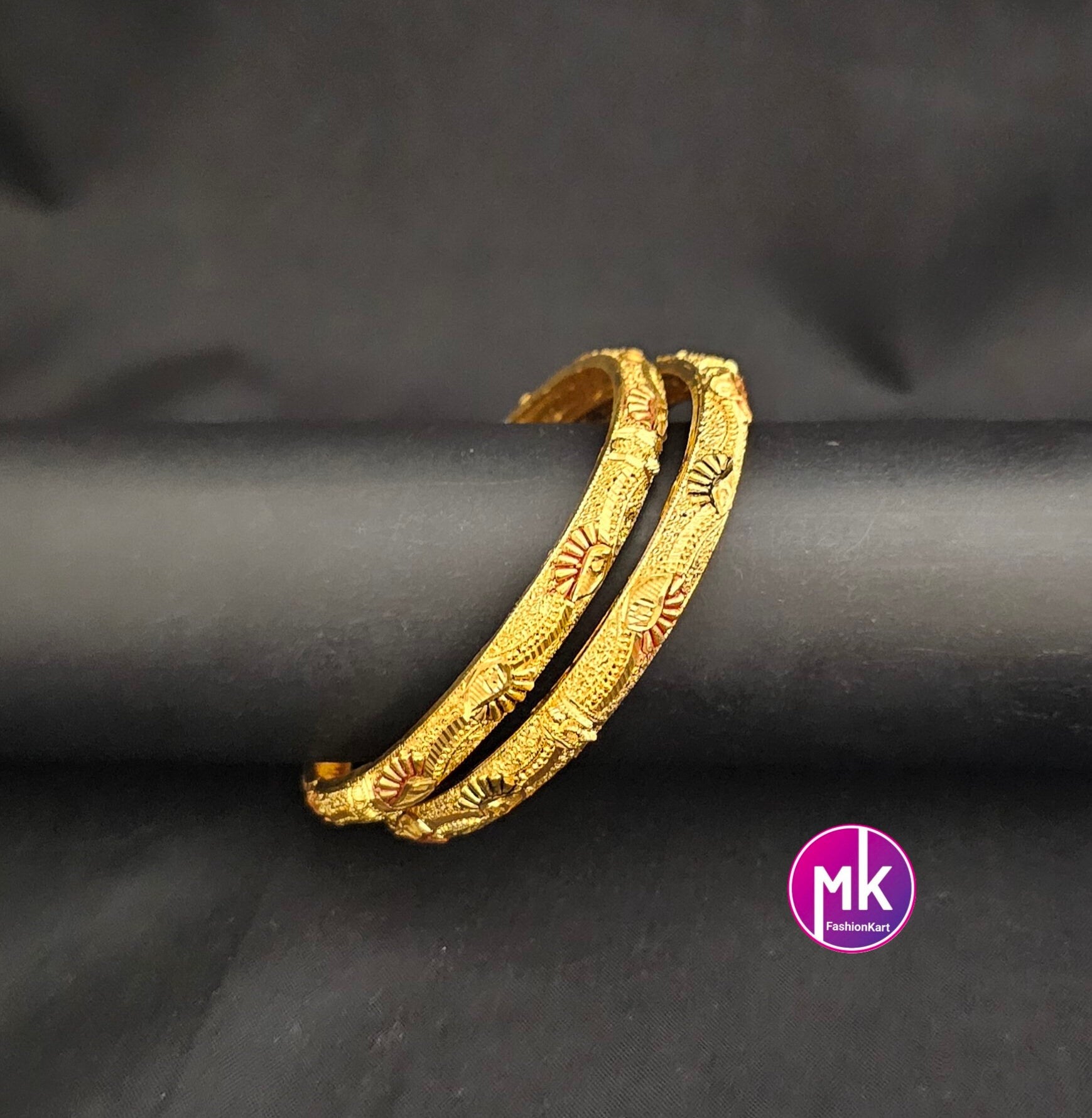 Gold Finish bangles - Set of 2 bangles - Size 2.6