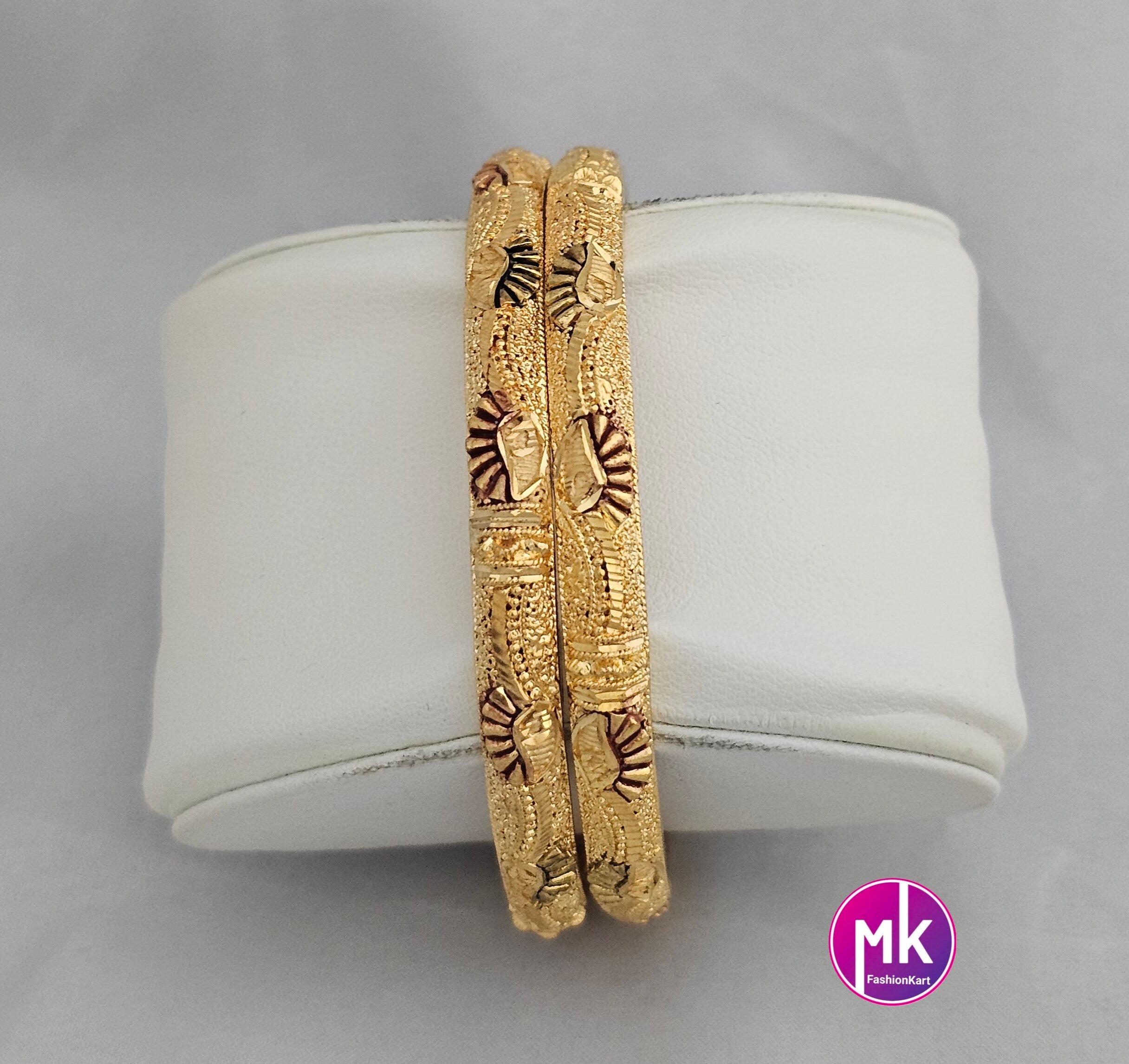 Gold Finish bangles - Set of 2 bangles - Size 2.6