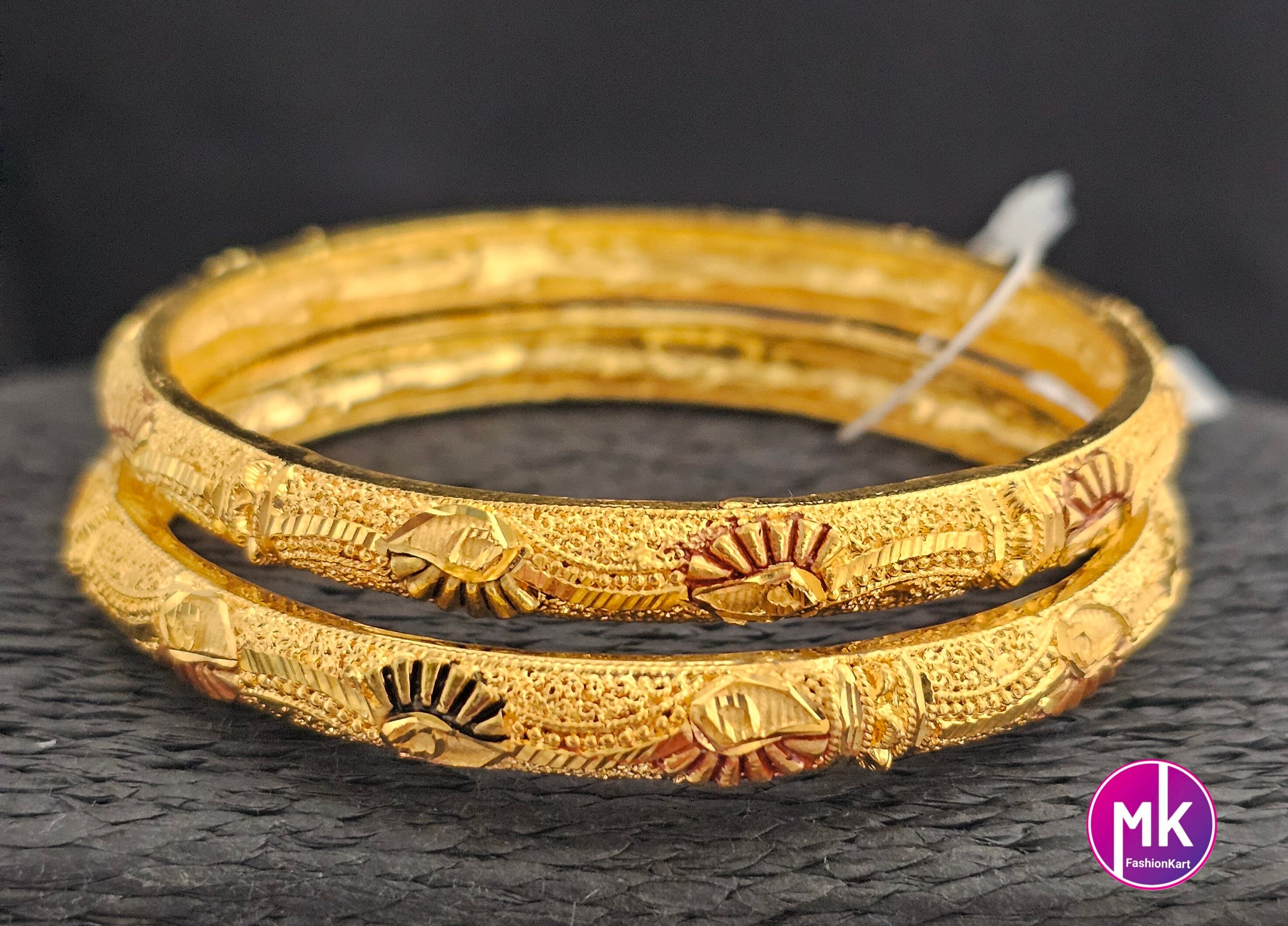 Gold Finish bangles - Set of 2 bangles - Size 2.6