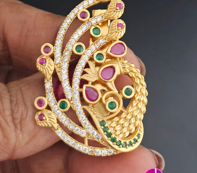 Peacock design Premium Quality AD stone Multi-color Saree/Lehenga/Dress Pin