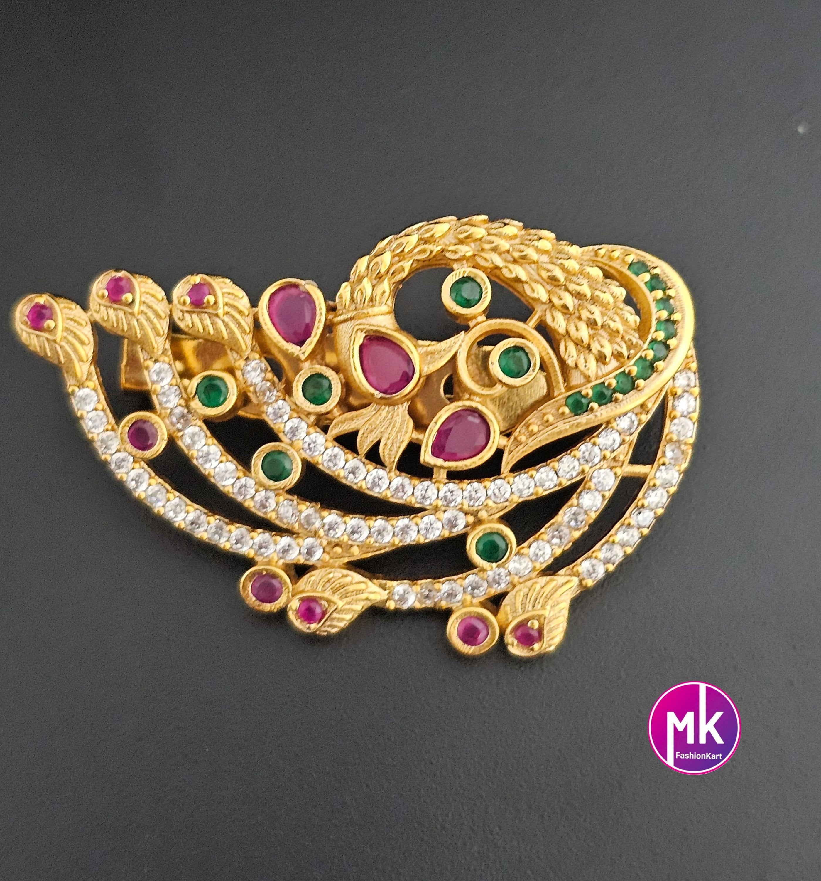 Peacock design Premium Quality AD stone Multi-color Saree/Lehenga/Dress Pin