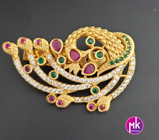 Peacock design Premium Quality AD stone Multi-color Saree/Lehenga/Dress Pin