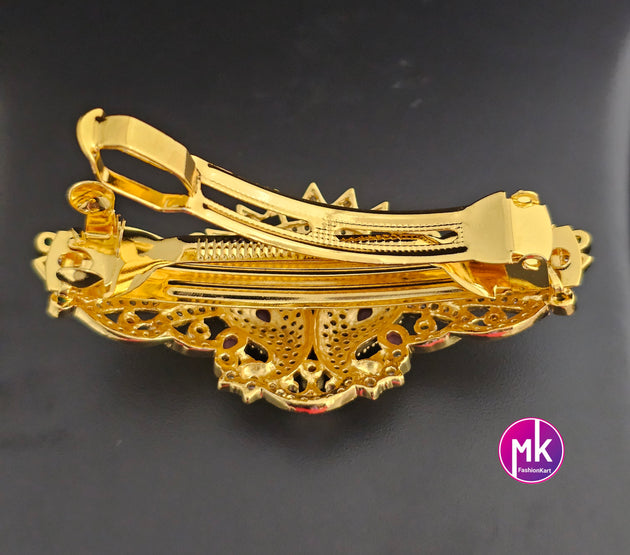 Peacock design Premium Quality AD stone Multi-color Hair Clip/Hair Accessories/Party Hair Clip - Indian Fashion Jewelry