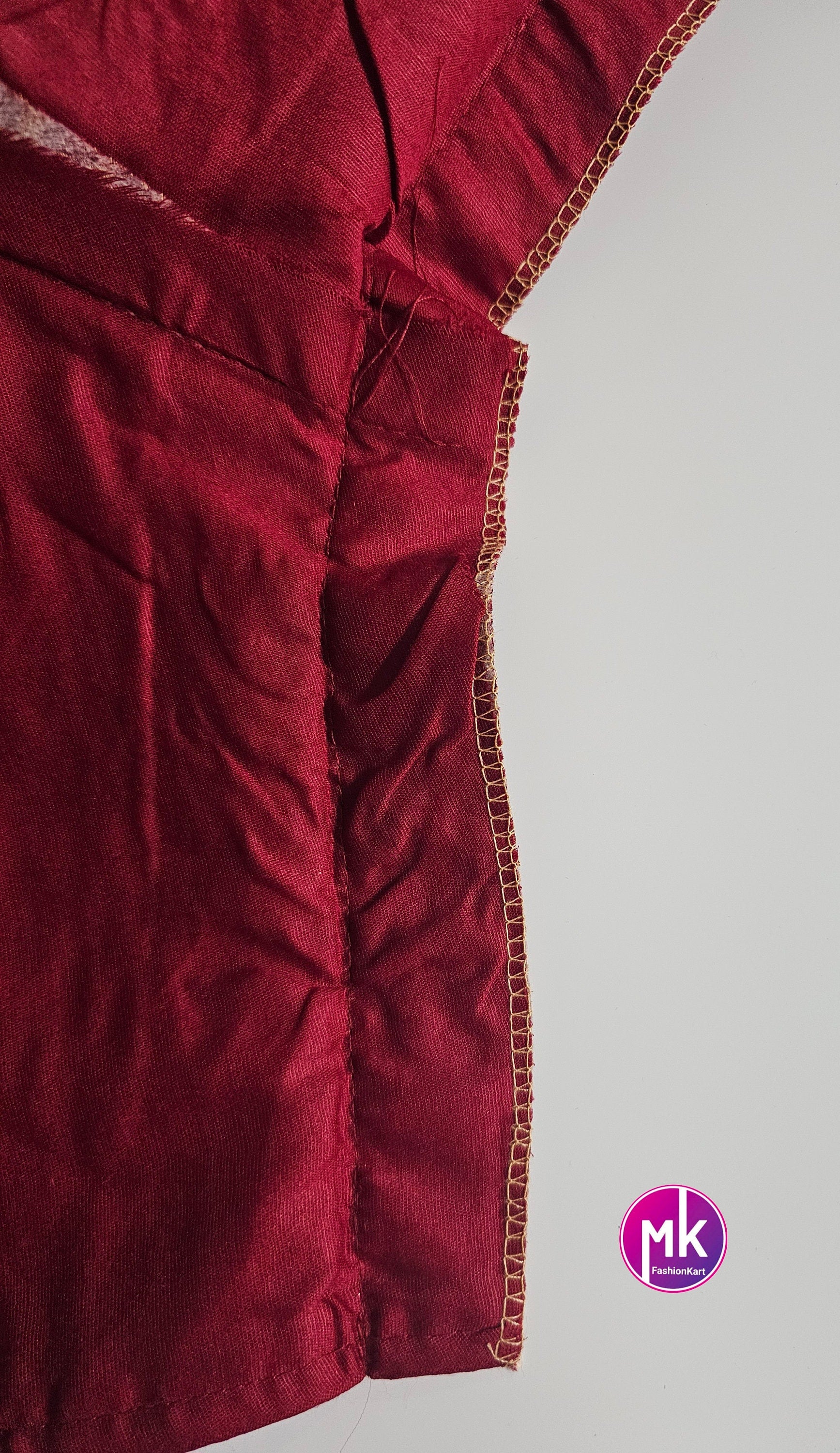 Readymade Saree Blouse - Maroon Color with golden design Blouse - Princess cut Blouse - Size 40" (Upto 42")