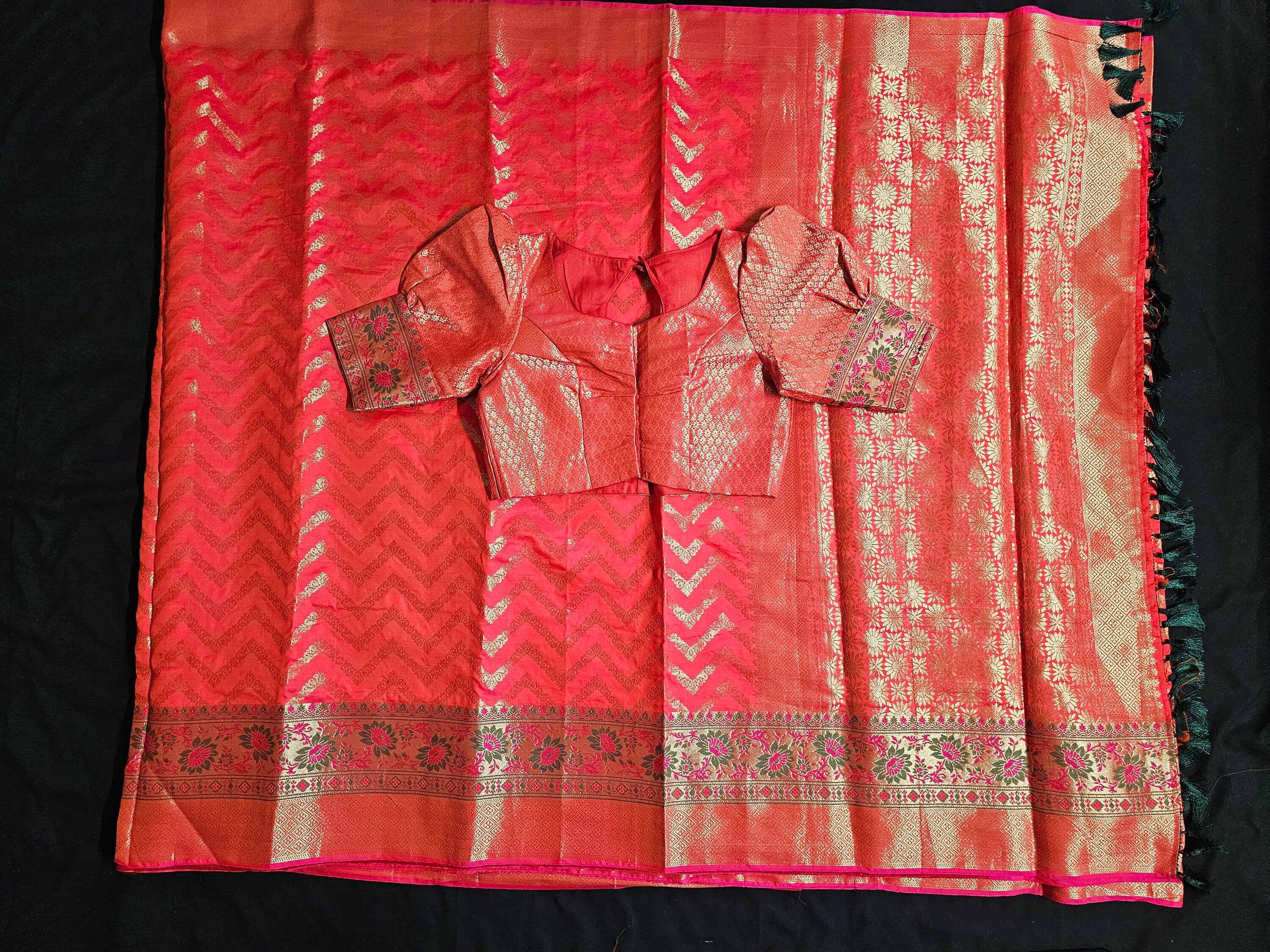 Ponniyin Selvan Kundhavi Banarasi Silk Saree - Saree  with stitched blouse - Blouse size 38 (Upto 40)