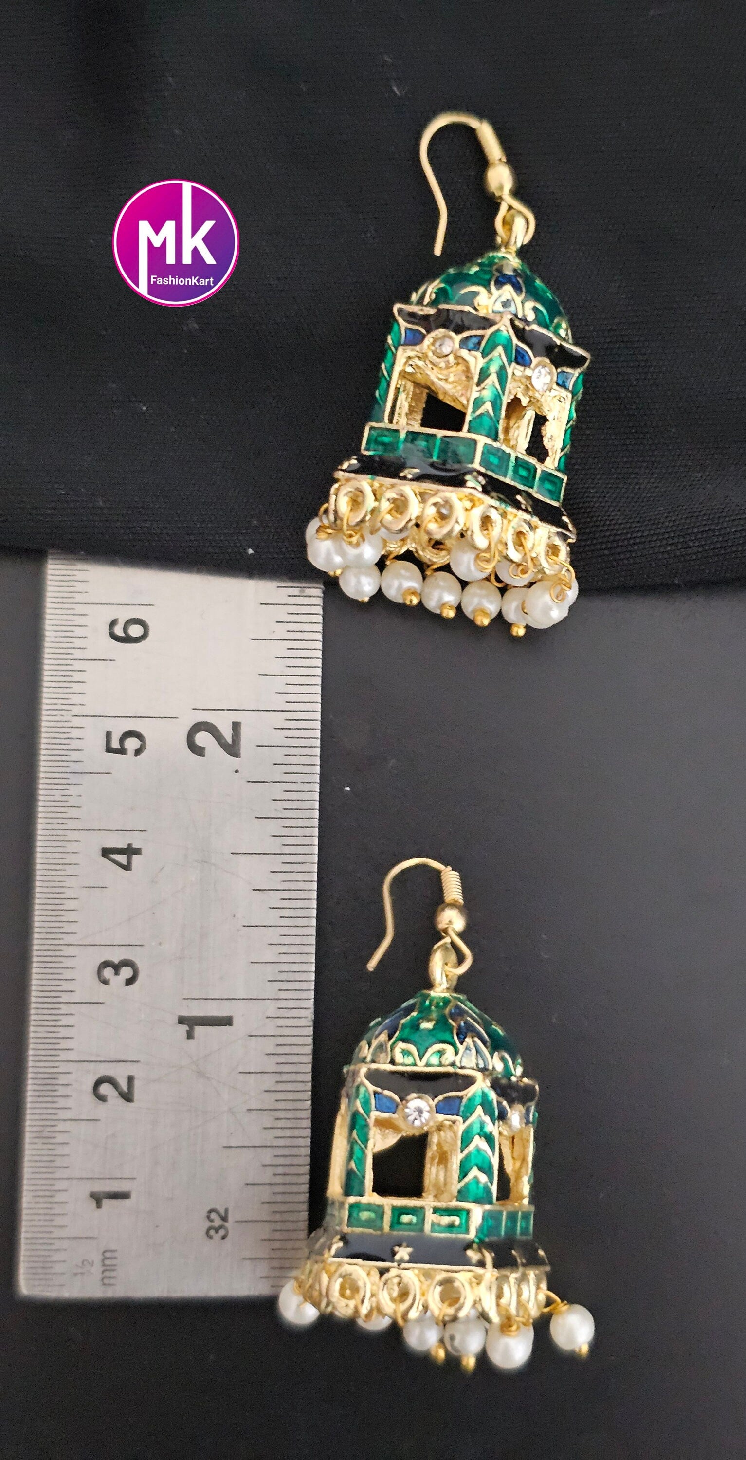 Premium quality Meenakari trendy Jhumka with pearl hangings