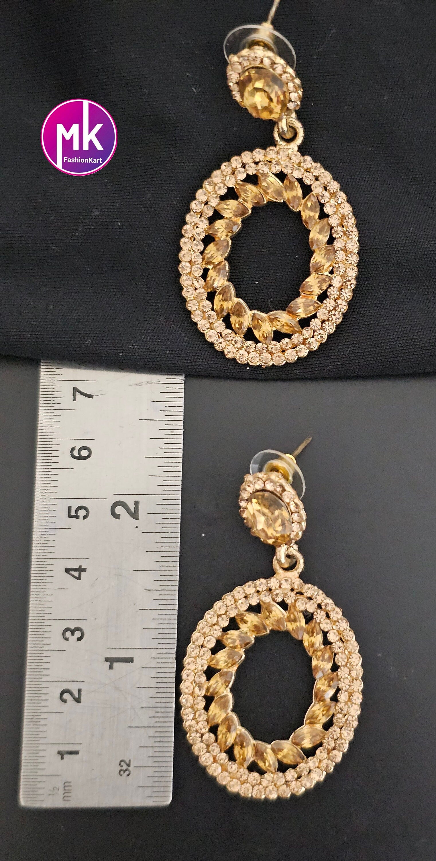 Bollywood Oval shape Gold stone Earrings / Dangle Earrings