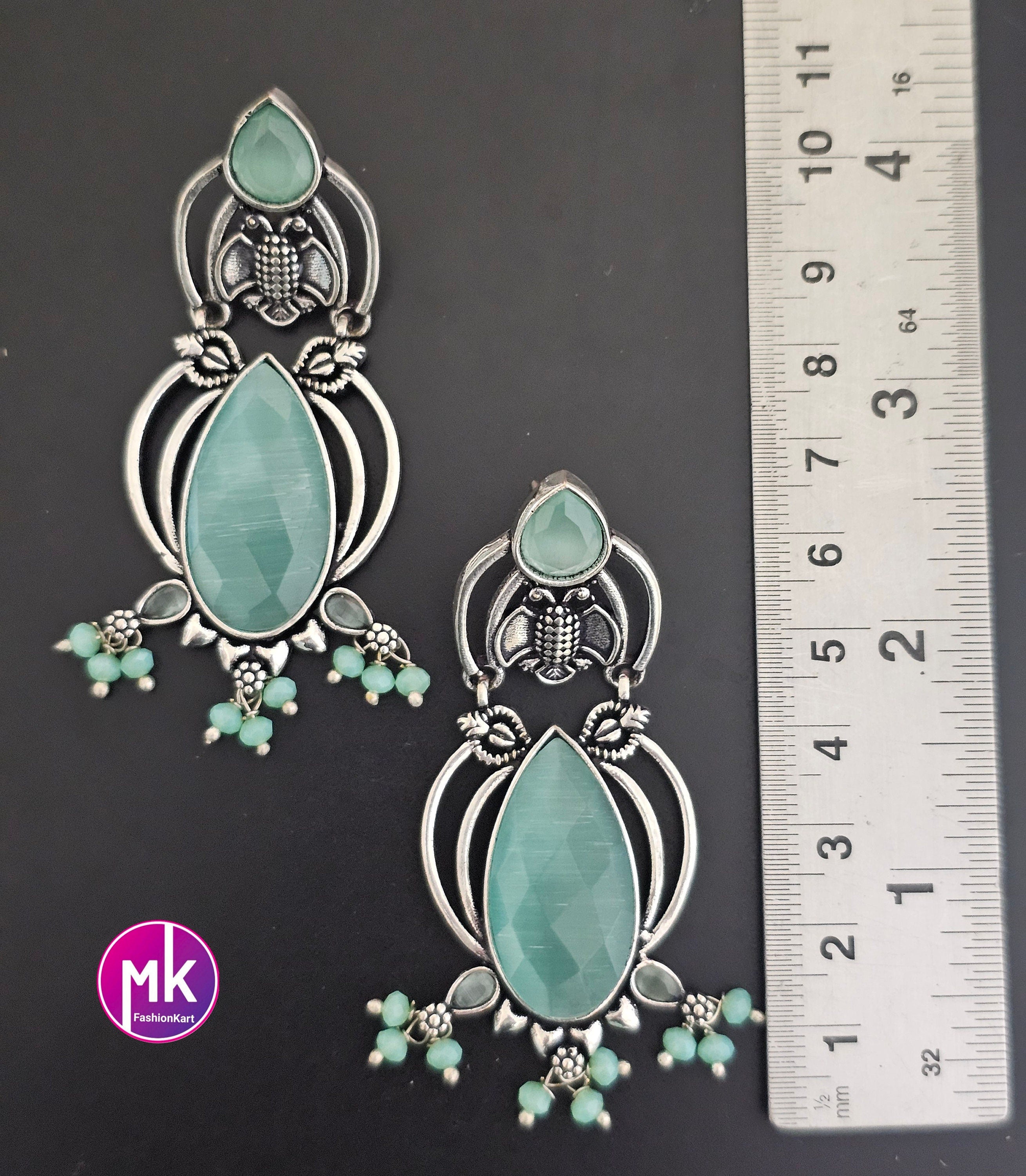 Silver Oxidized Big Earrings/Jhumki Jhumka for Women and Girls