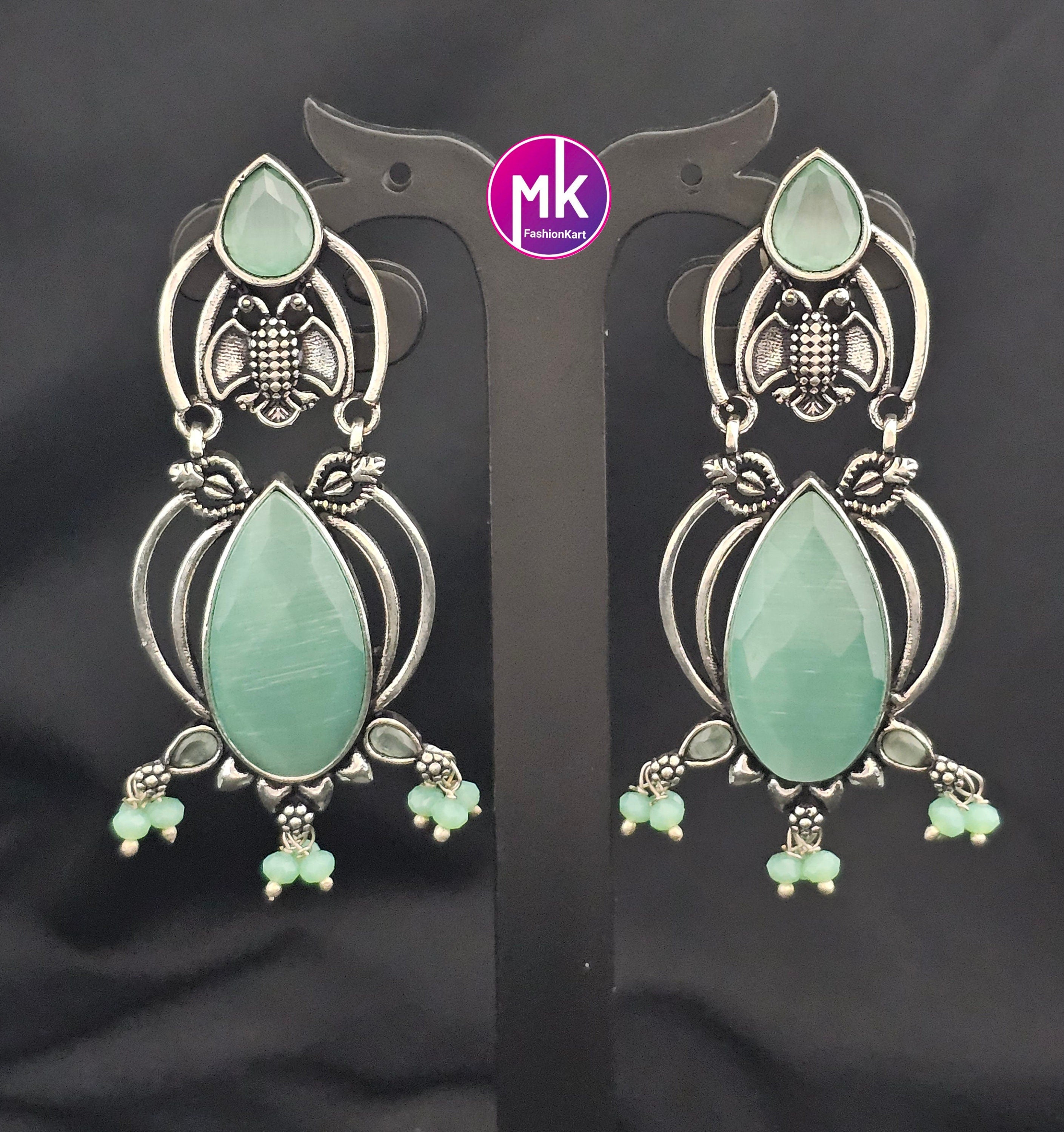 Silver Oxidized Big Earrings/Jhumki Jhumka for Women and Girls
