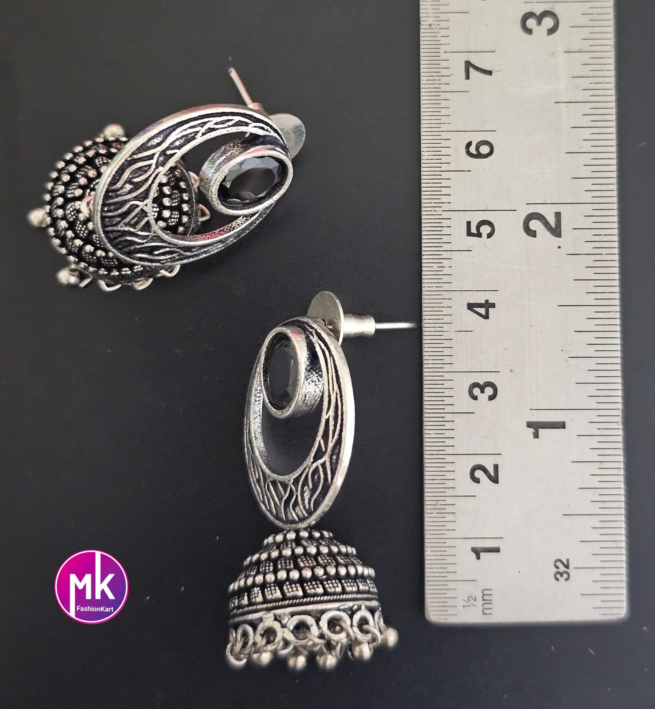 Silver Oxidized Jhumki Jhumka for Women and Girls