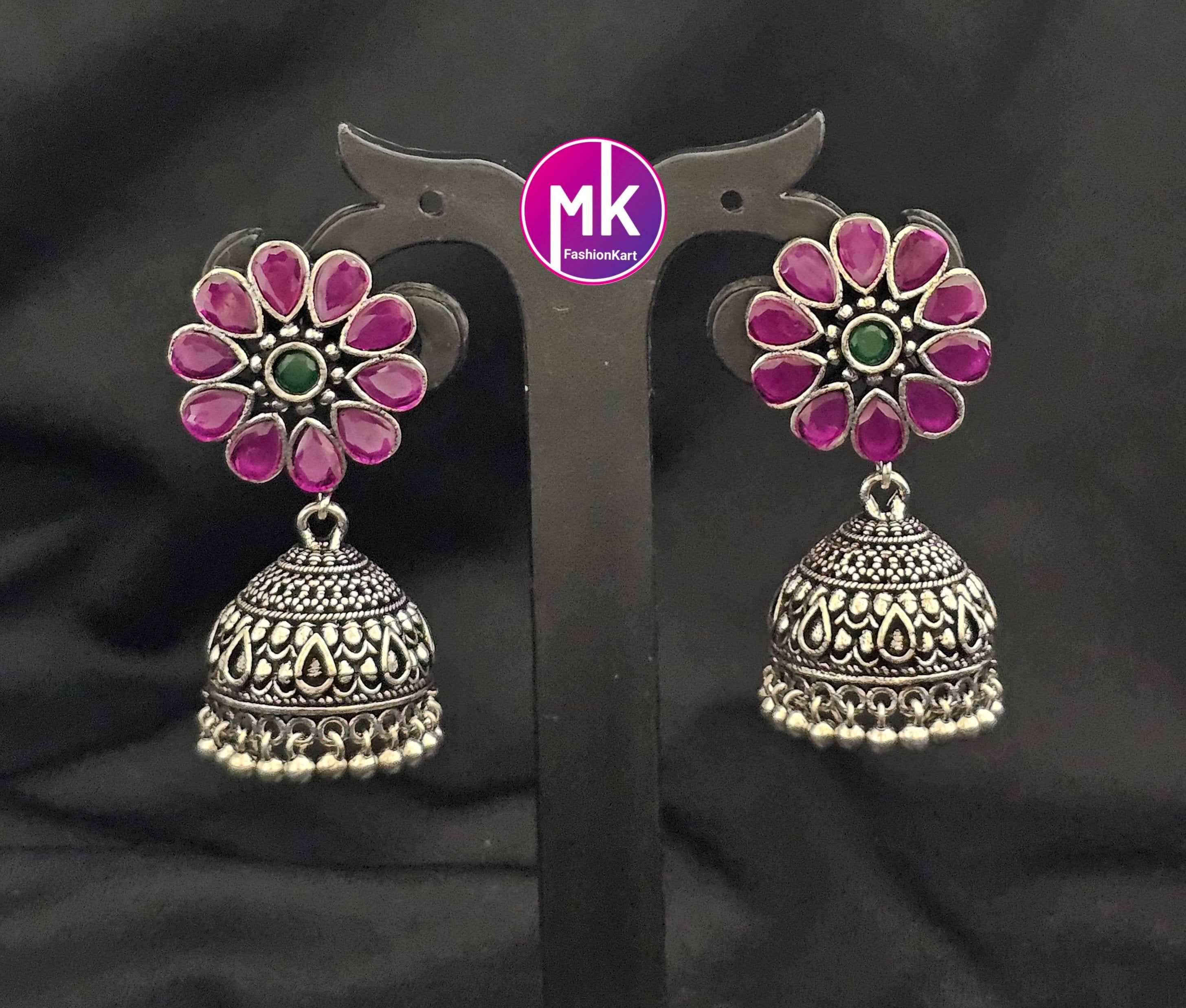 Silver Oxidized Jhumki Jhumka for Women and Girls