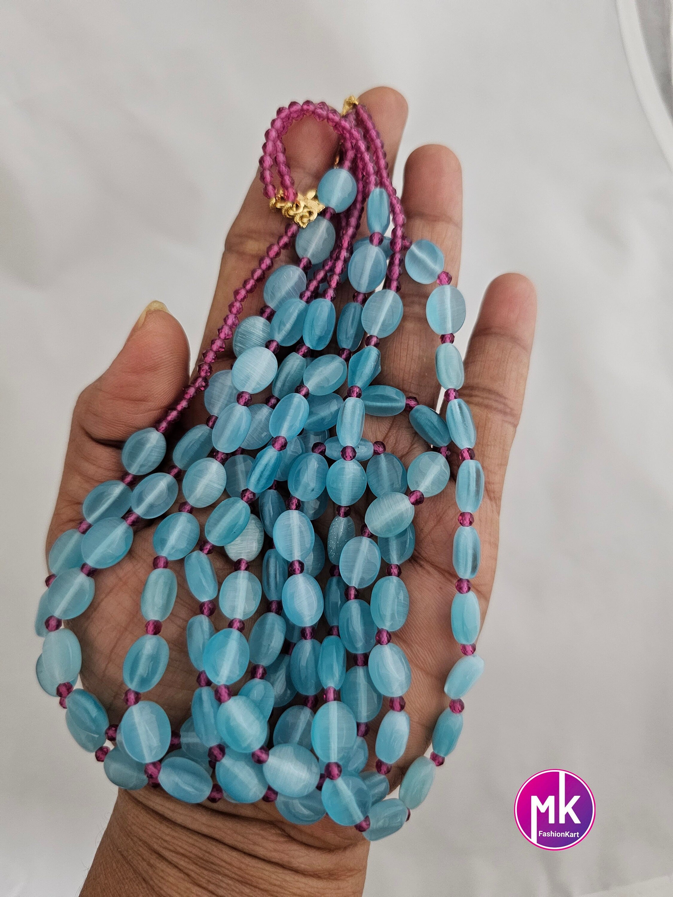Premium quality starwberry beads long three layer trendy mala