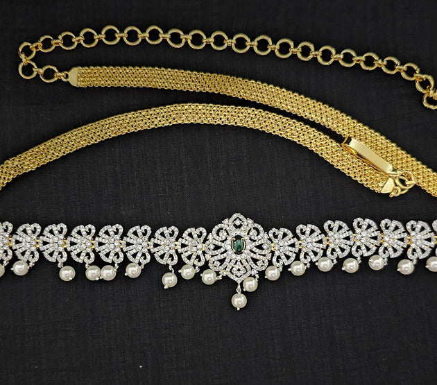 AD stone Gold finish Bridal Hip Chain-Traditional Hip Chain-Vaddanam-Kamarbandh-Kamarpatta-Waist belt-Hip belt-Belly chain