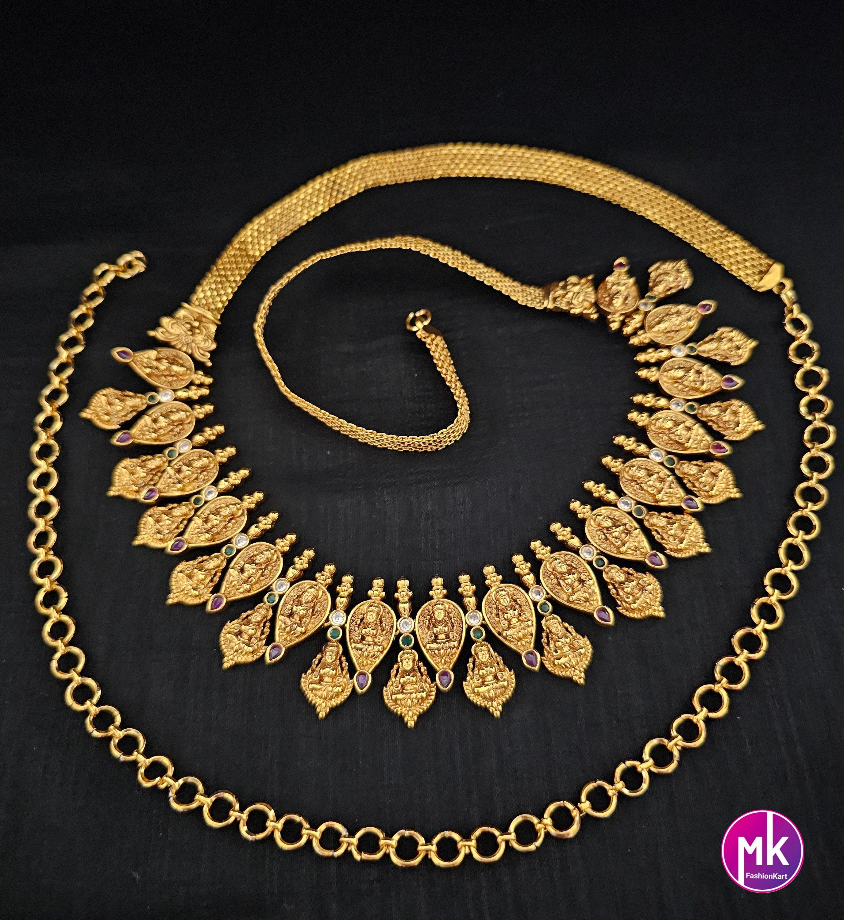 Lakshmi Gold finish Bridal Hip Chain-Traditional Hip Chain-Vaddanam-Kamarbandh-Kamarpatta-Waist belt-Hip belt-Belly chain