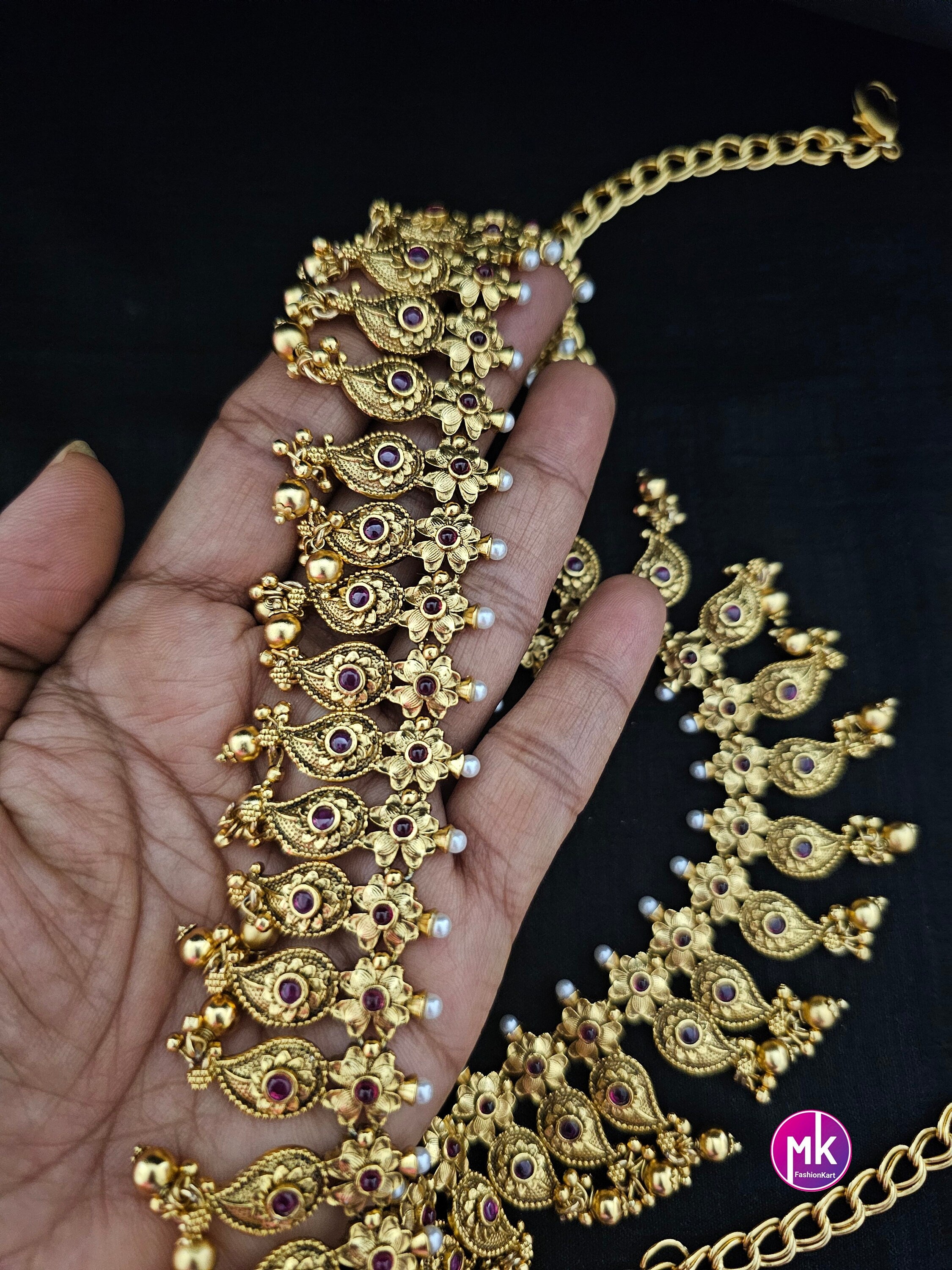 Mango design Gold finish Hip Chain-Traditional Hip Chain-Vaddanam-Kamarbandh-Kamarpatta-Waist belt-Hip belt-Belly chain