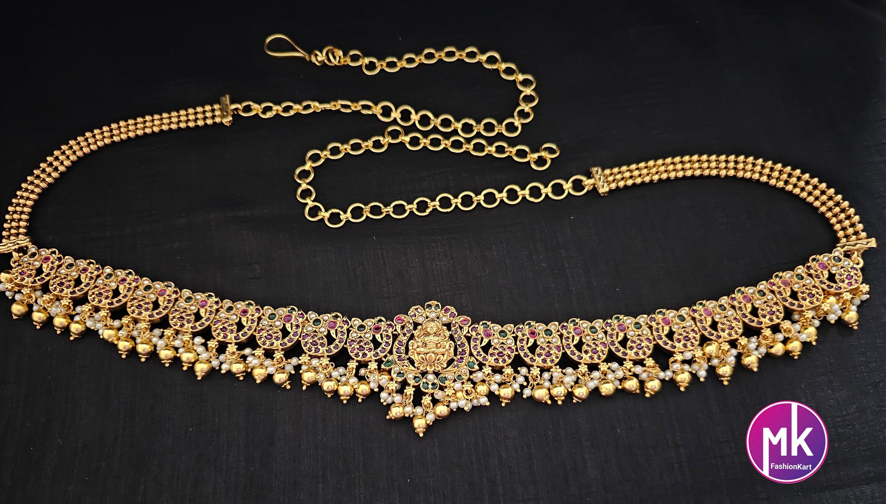 Lakshmi Peacock gold finish Bridal Hip Chain-Traditional Hip Chain-Vaddanam-Kamarbandh-Kamarpatta-Waist belt-Belly chain