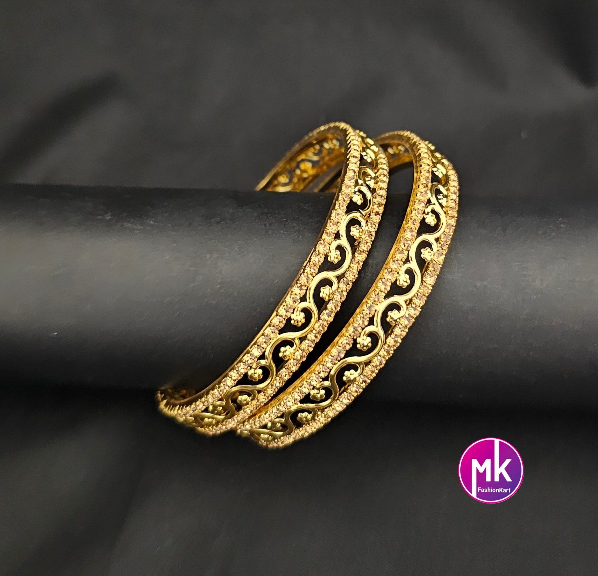 Gold Finish bangles - Set of 2 bangles - Size 2.8 - Fashion Jewelry