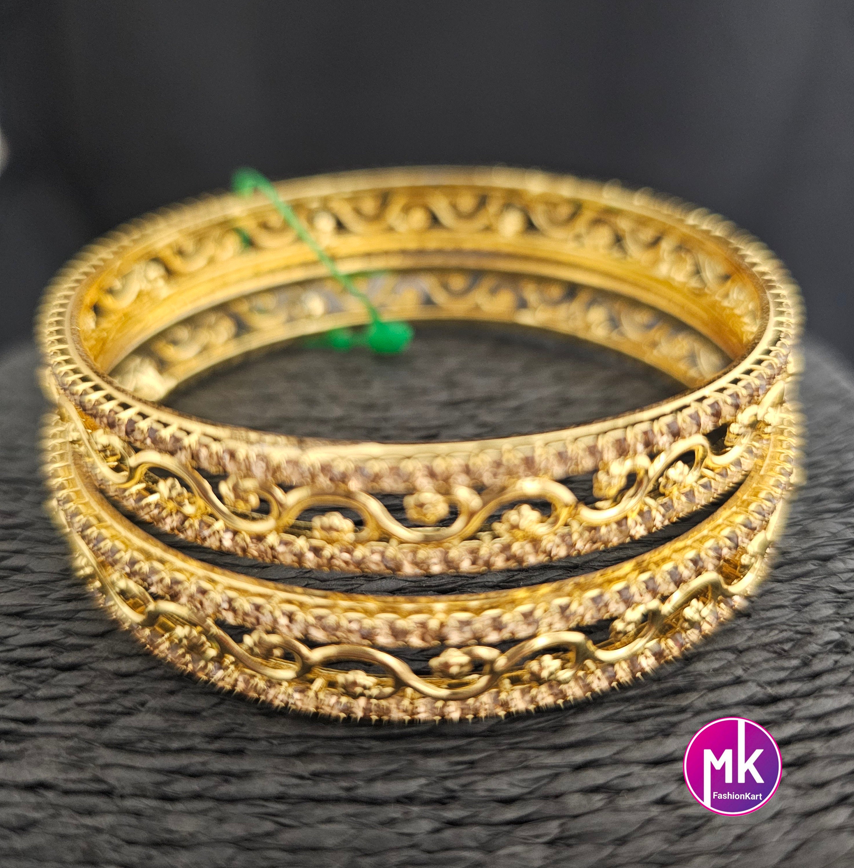 Gold Finish bangles - Set of 2 bangles - Size 2.8 - Fashion Jewelry