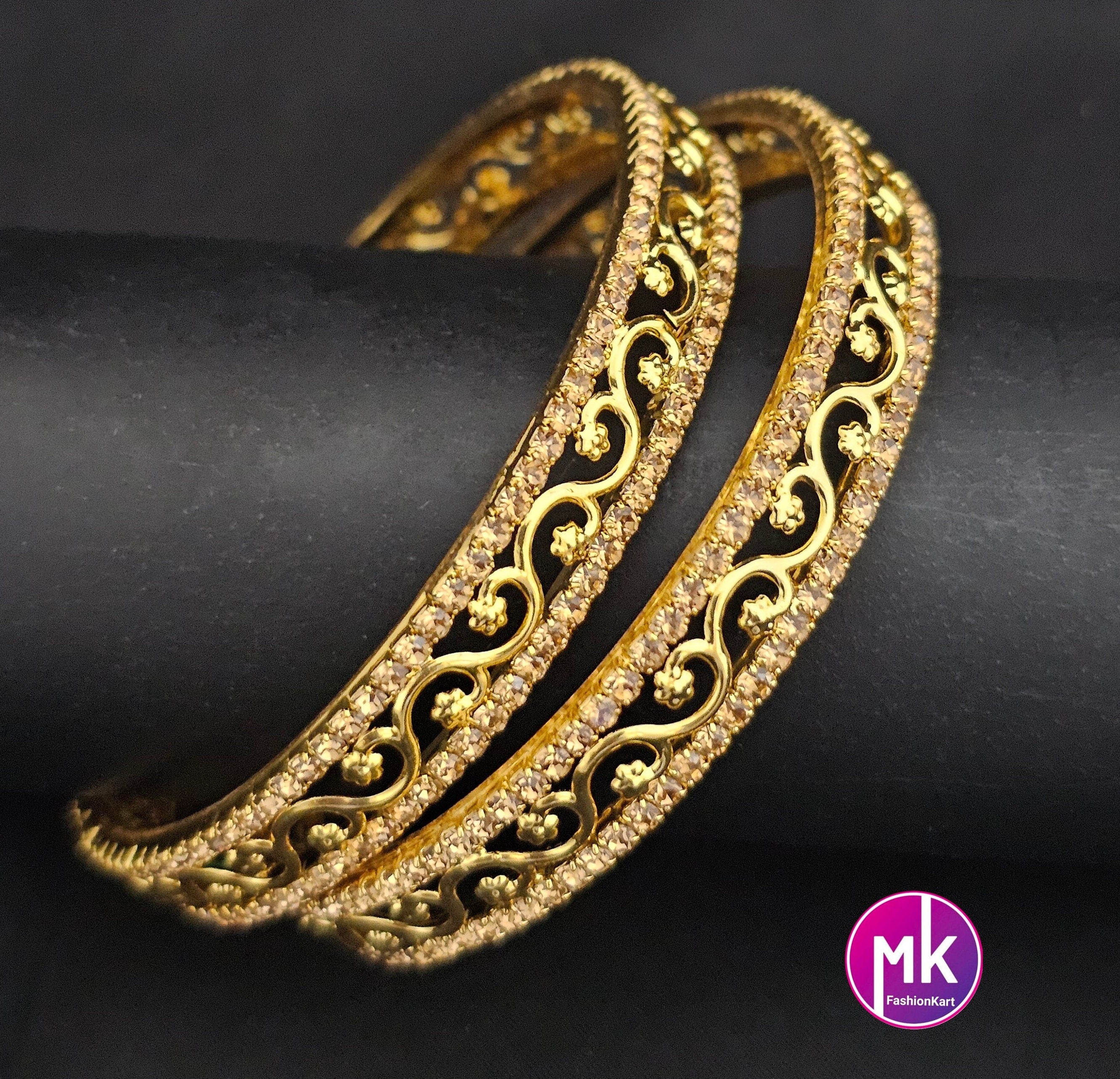 Gold Finish bangles - Set of 2 bangles - Size 2.8 - Fashion Jewelry