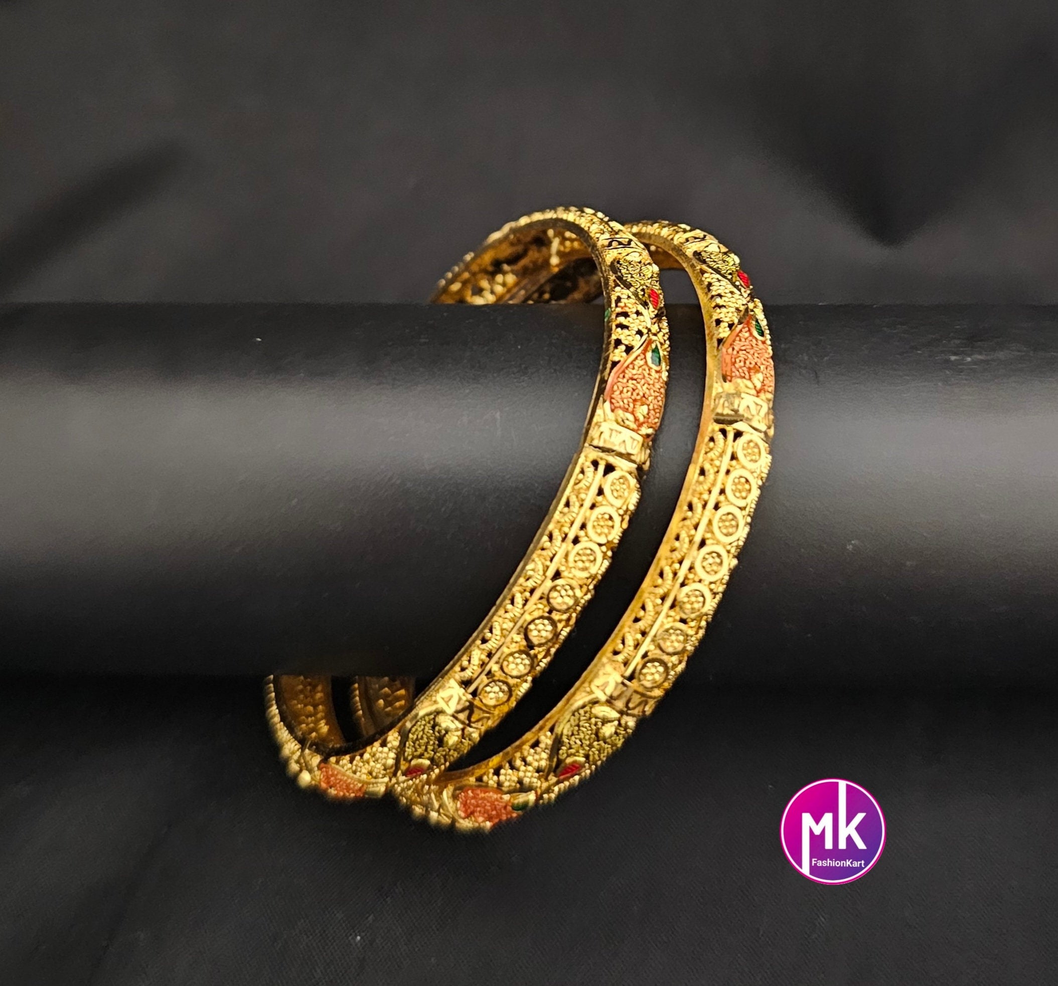 Gold Finish bangles - Set of 2 bangles - Size 2.6