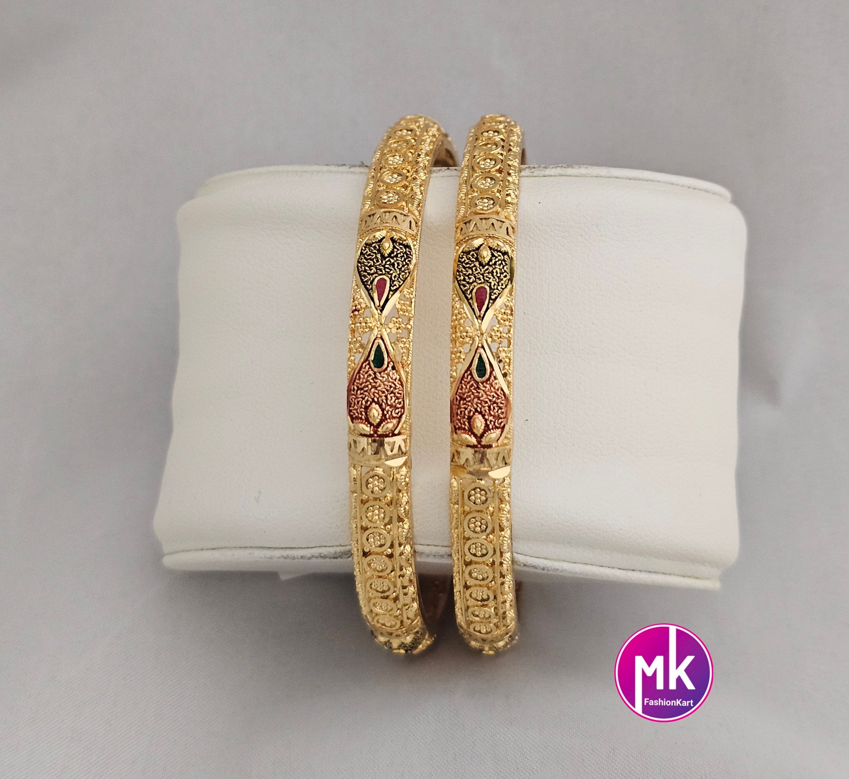 Gold Finish bangles - Set of 2 bangles - Size 2.6