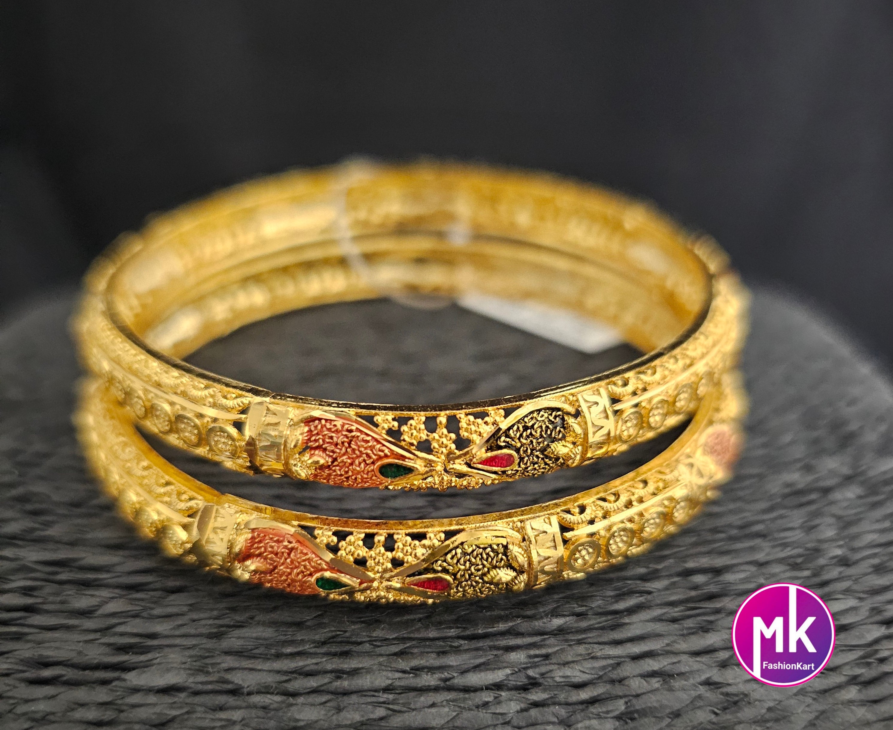 Gold Finish bangles - Set of 2 bangles - Size 2.6