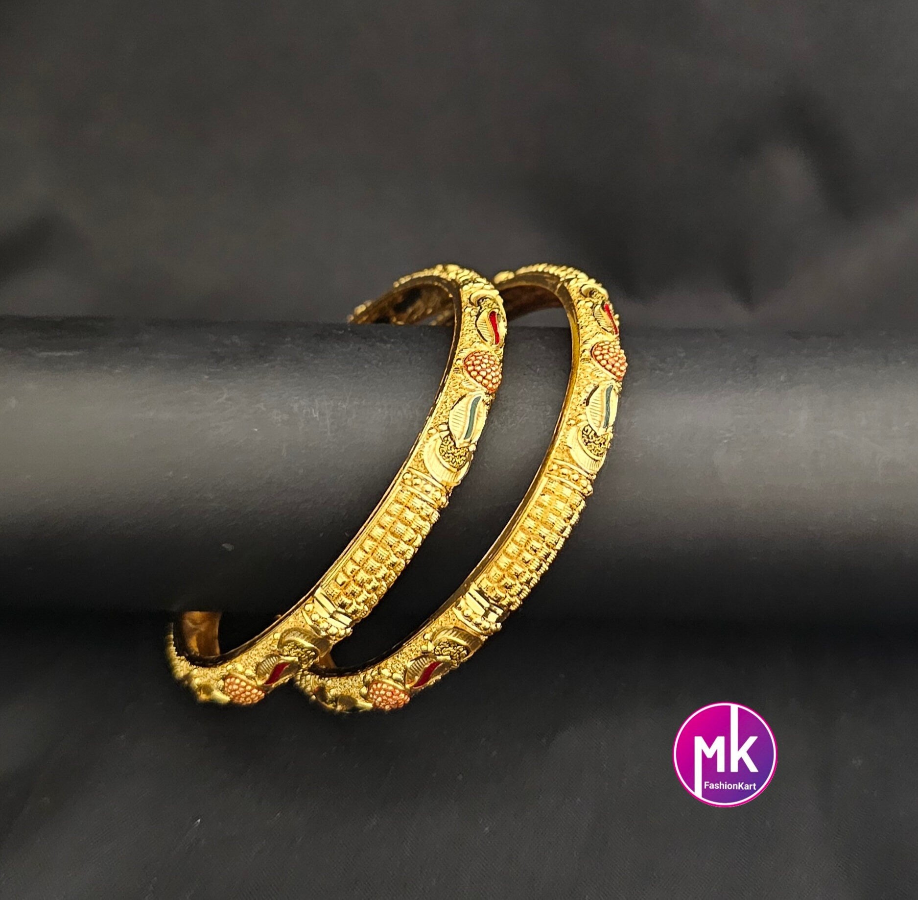 Gold Finish bangles - Set of 2 bangles - Size 2.6