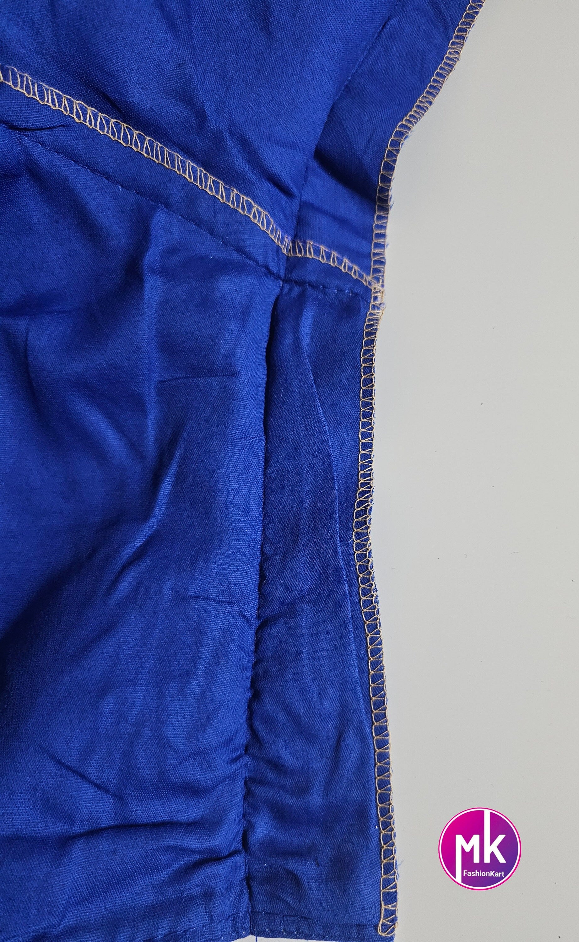 Readymade Saree Blouse - Blue Color with golden design Blouse - Princess cut Blouse - Size 40" (Upto 42")