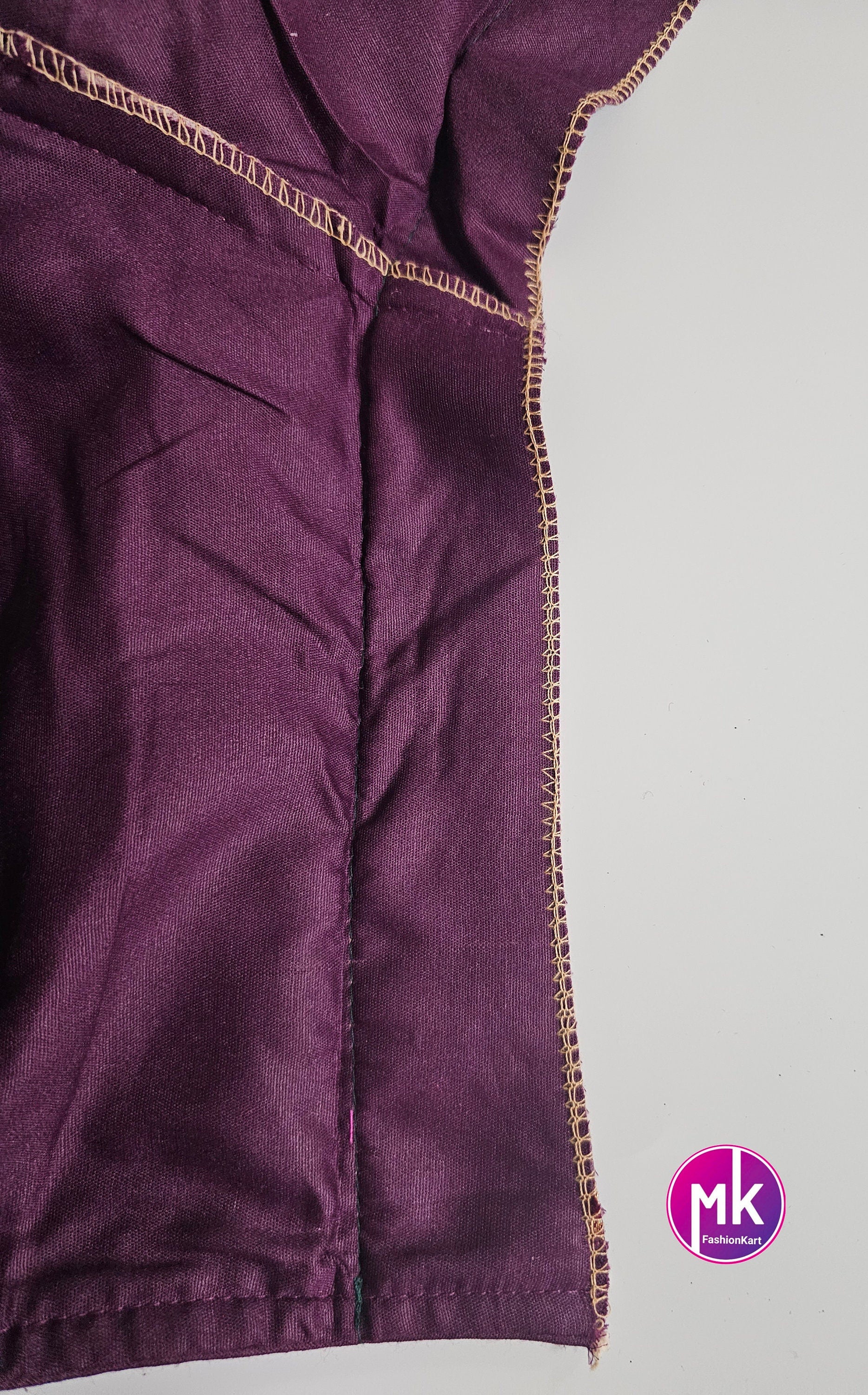 Readymade Saree Blouse - Magenta Color with golden design Blouse - Princess cut Blouse - Size 40" (Upto 42")