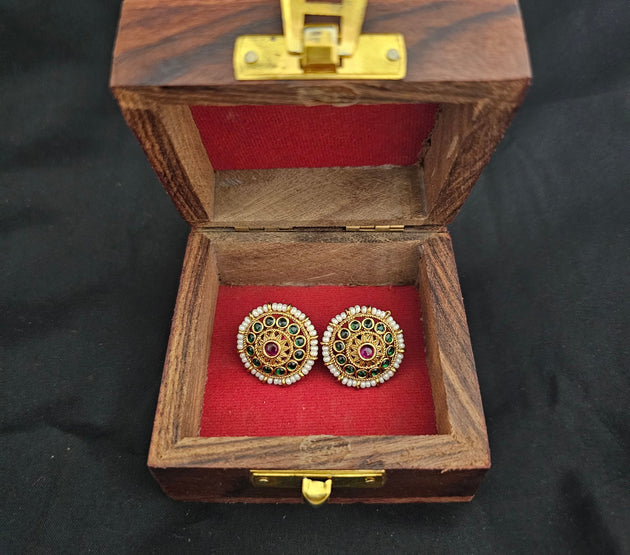 Wooden Art & craft Jewelry box (Inside velvet) Bracelet/Earring/Finger Ring/Pendent/Small chain Display case storage Holder