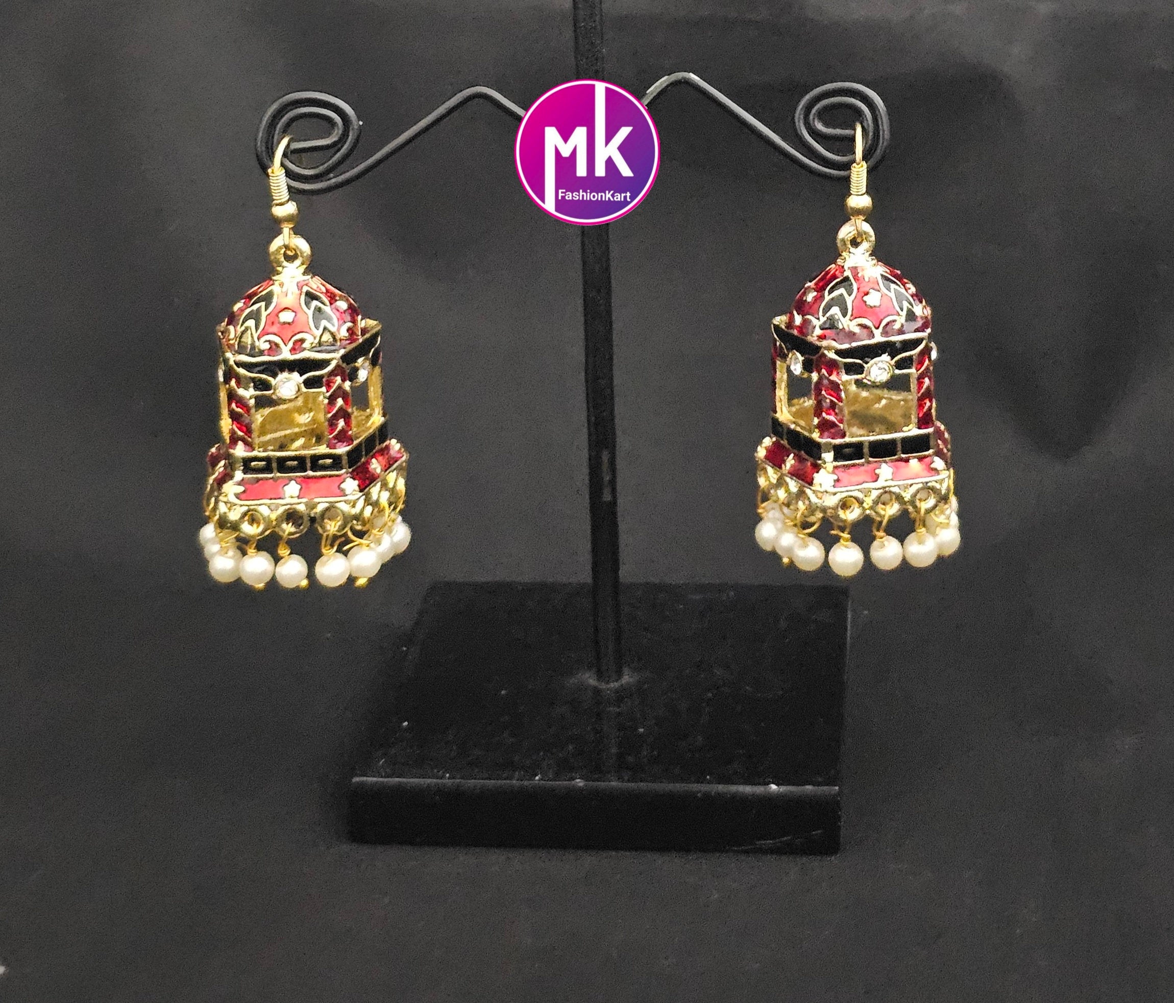 Premium quality Meenakari trendy Jhumka with pearl hangings
