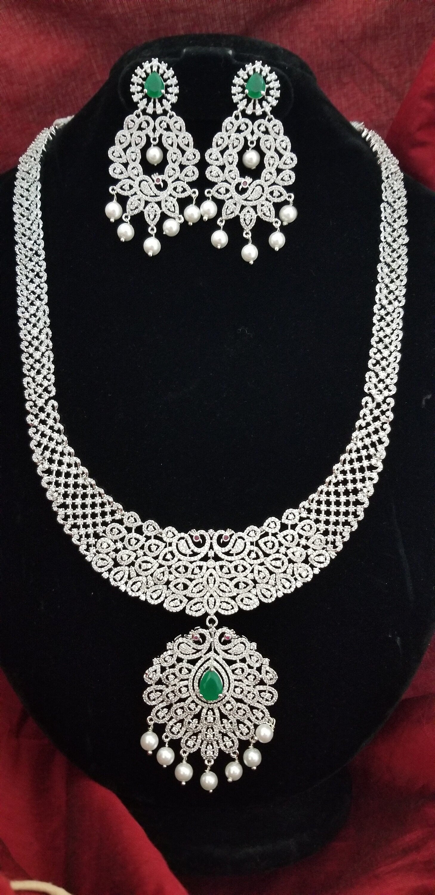 Premium Quality AD Bridal Haram set (Removable Pendent) - Bollywood Haram - Partywear Haram set