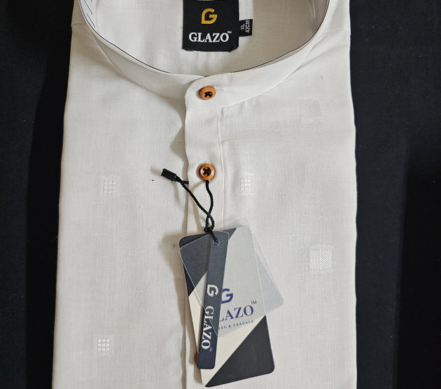 Men's Cotton butta work Long Kurta - Full Hand - Long sleeve - Front open - pocket Kurta - Partywear - Indian Dresses