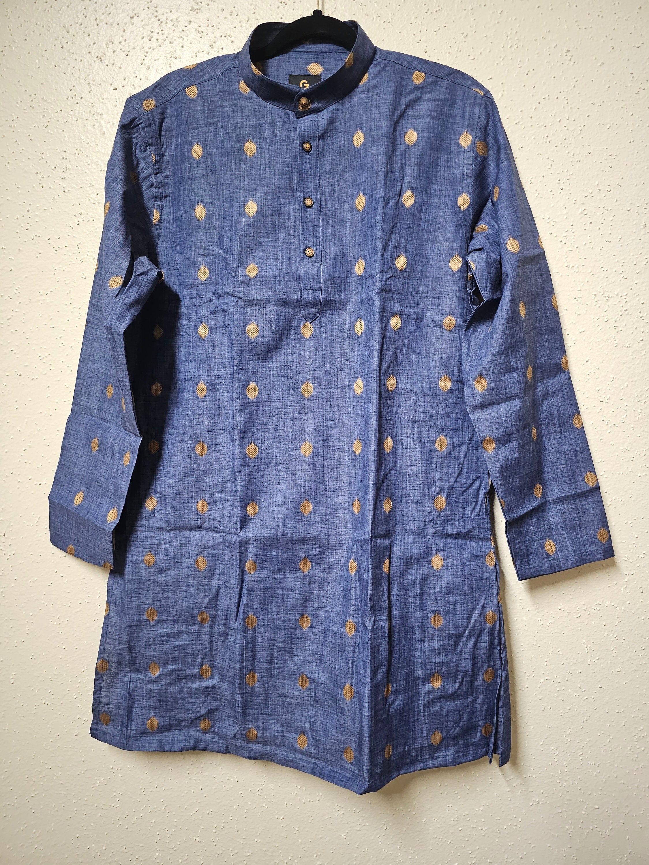 Men's Cotton butta work Long Kurta - Full Hand - Long sleeve - Front open - pocket Kurta - Partywear - Indian Dresses