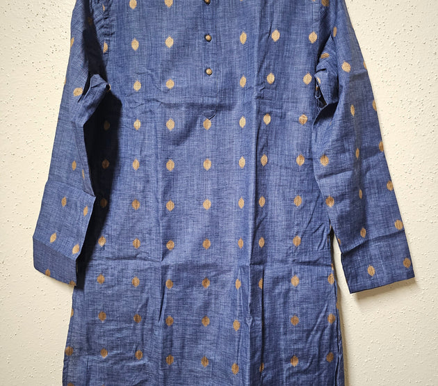 Men's Cotton butta work Long Kurta - Full Hand - Long sleeve - Front open - pocket Kurta - Partywear - Indian Dresses