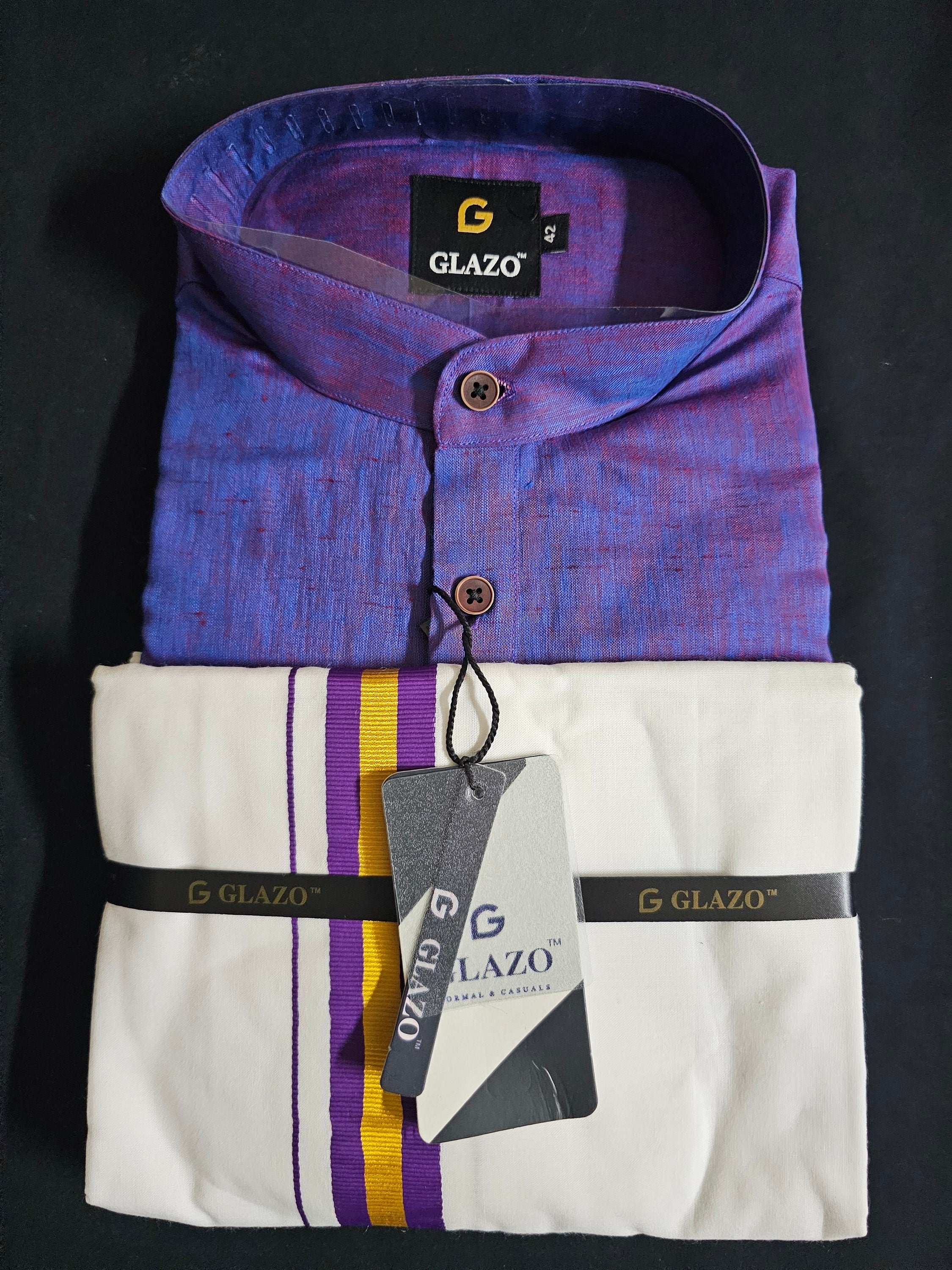 Traditional Men's Combo Set - Short kurta with Vesti/Dhothi - Full Hand kurta - Long sleeve -  Partywear kurta set