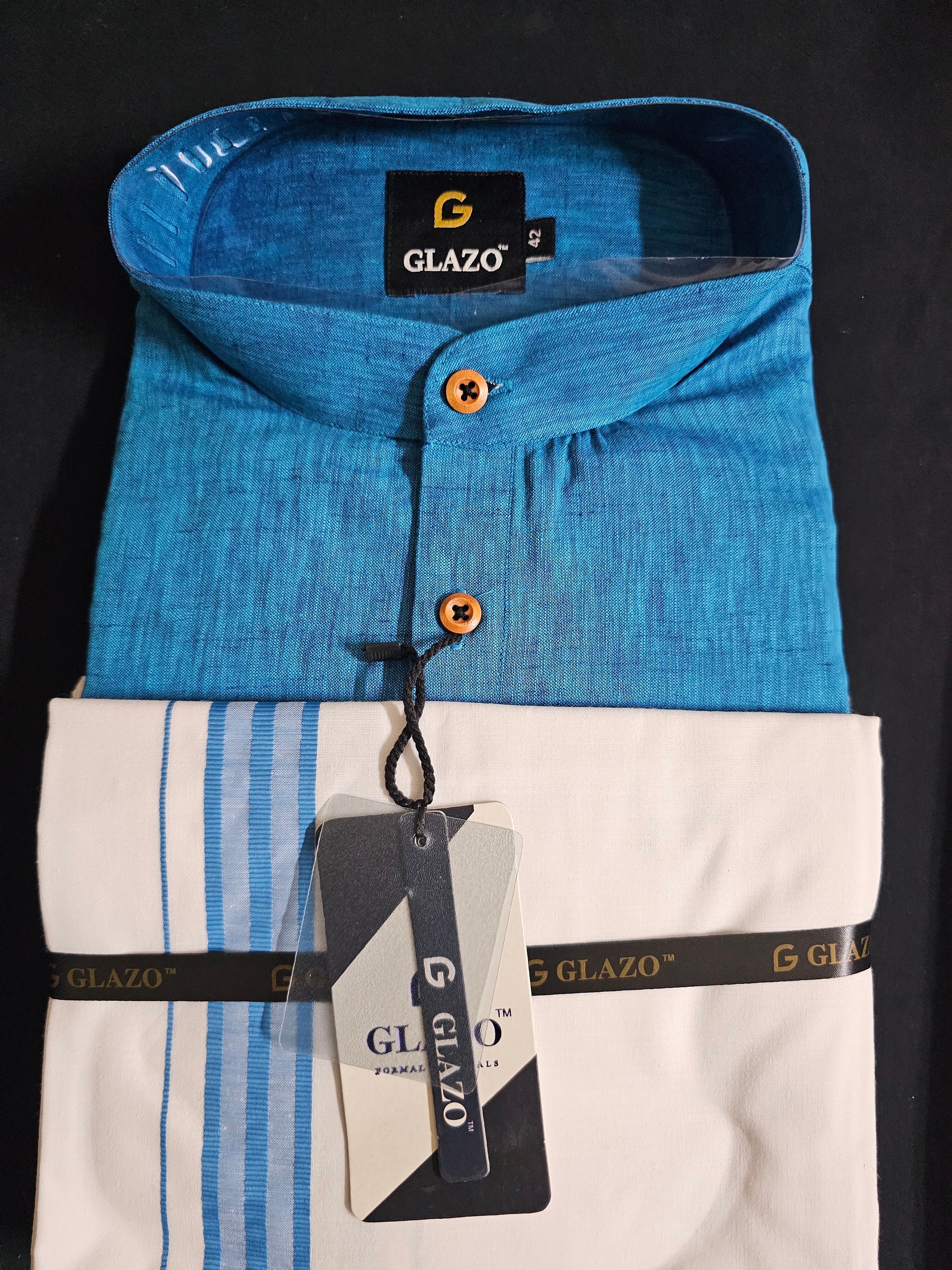 Traditional Men's Combo Set - Short kurta with Vesti/Dhothi - Full Hand kurta - Long sleeve -  Partywear kurta set