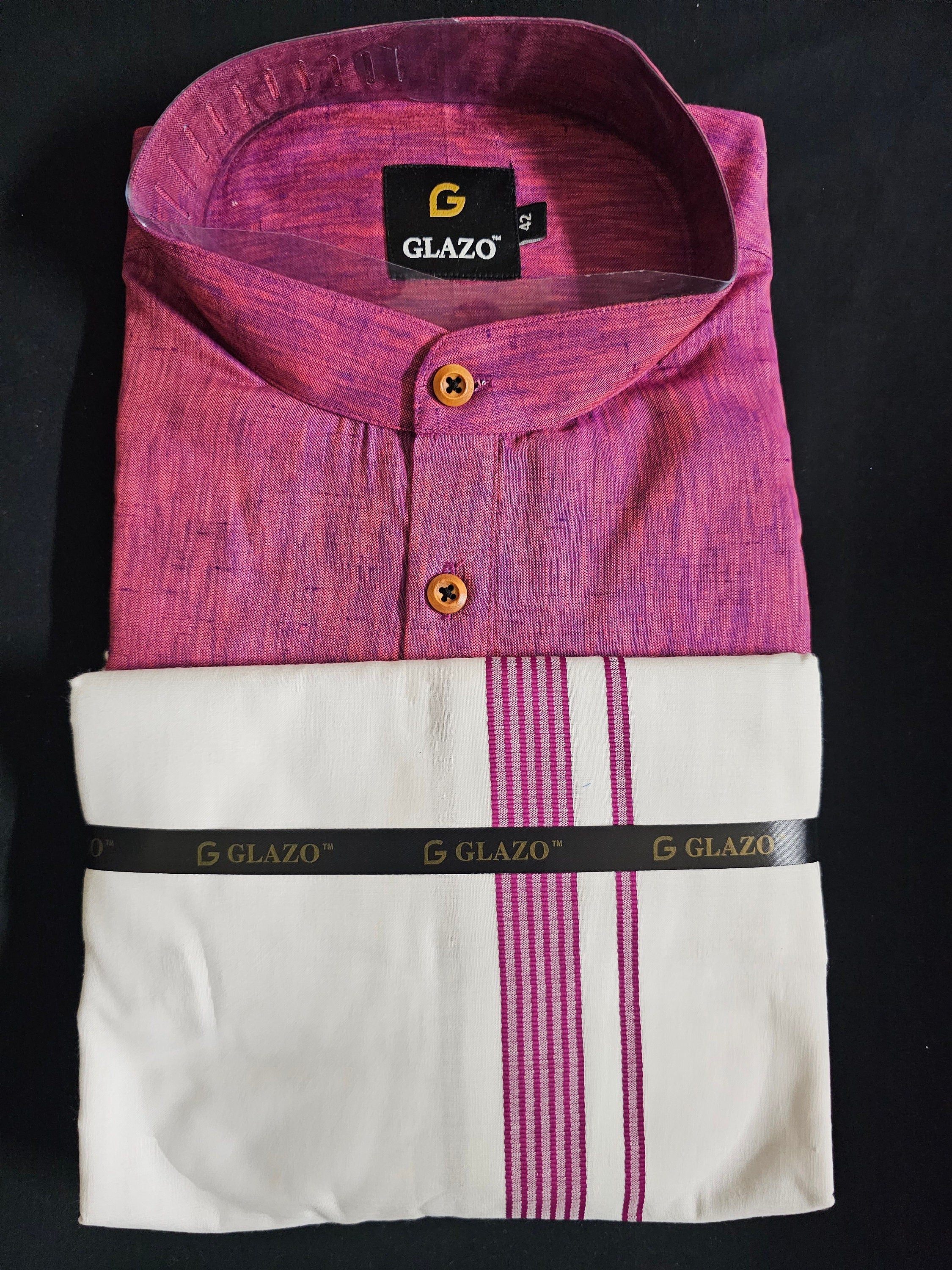 Traditional Men's Combo Set - Short kurta with Vesti/Dhothi - Full Hand kurta - Long sleeve -  Partywear kurta set