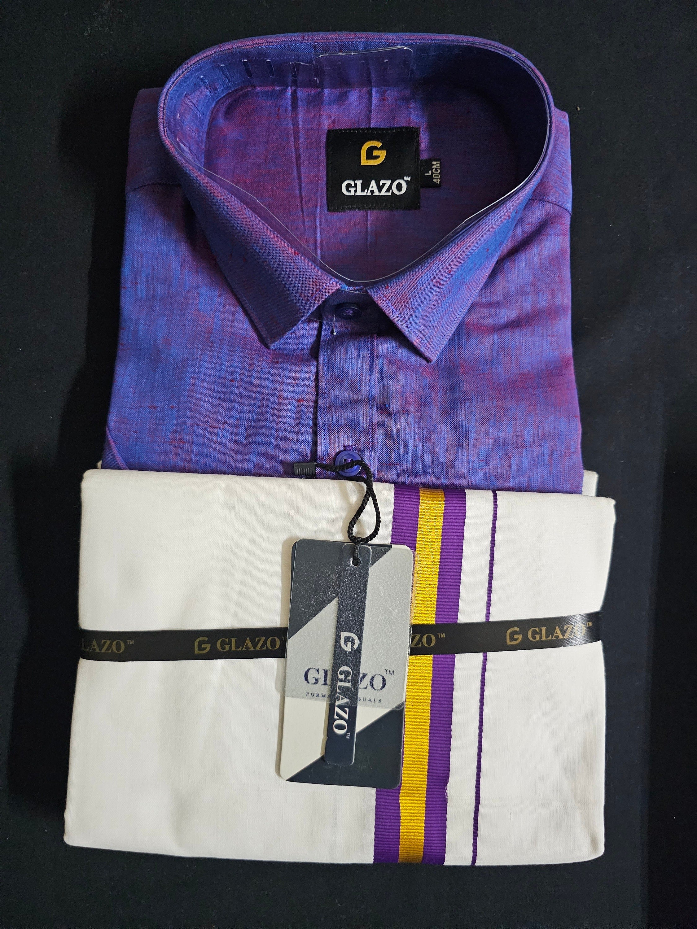 Traditional Men's Shirt Dhoti Combo Set - Shirt with Vesti/Dhothi - Half Hand Shirt with Pocket - Partywear - Silk Cotton/Lenin Silk shirt