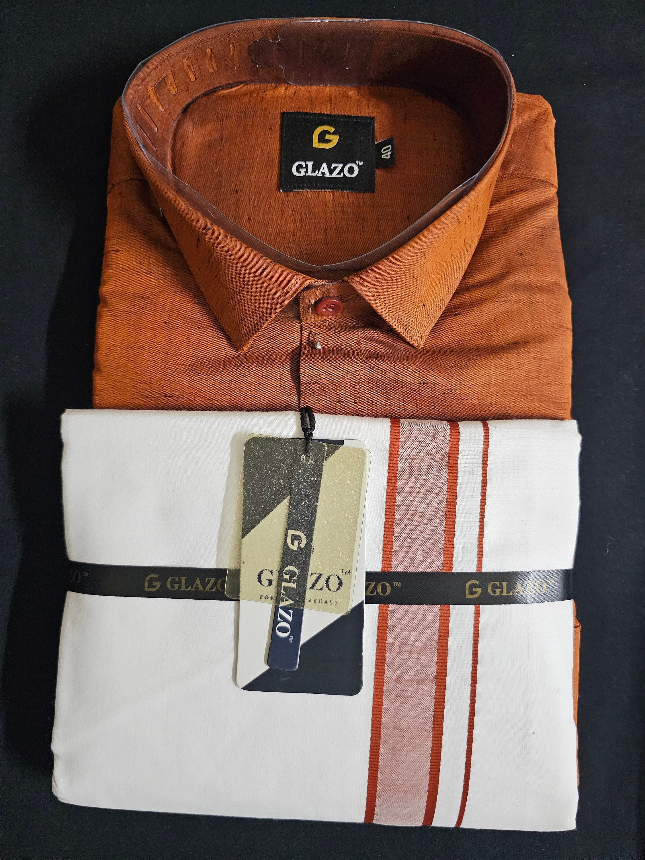 Traditional Men's Shirt Dhoti Combo Set - Shirt with Vesti/Dhothi - Half Hand Shirt with Pocket - Partywear - Silk Cotton/Lenin Silk shirt