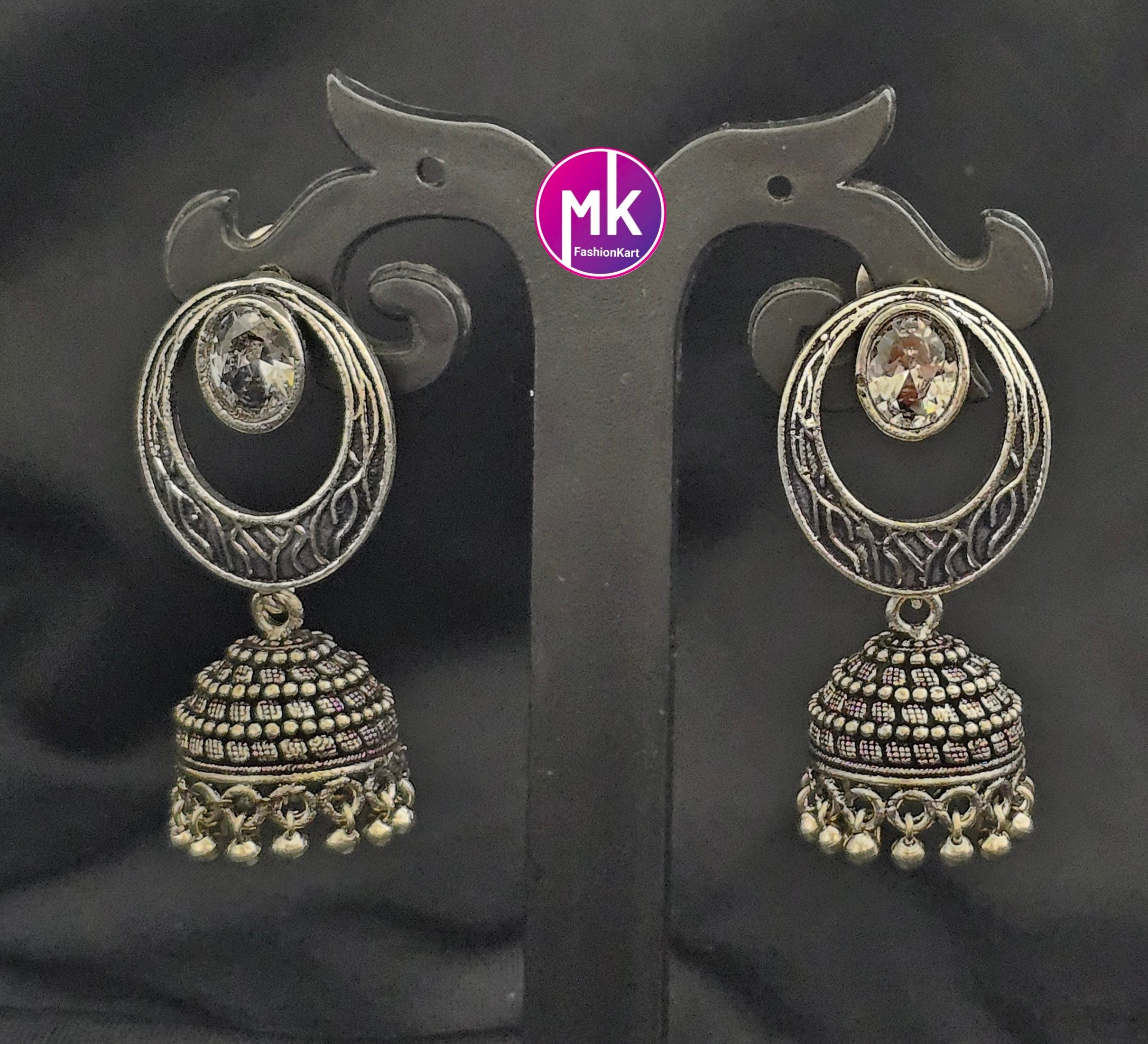 Silver Oxidized Jhumki Jhumka for Women and Girls